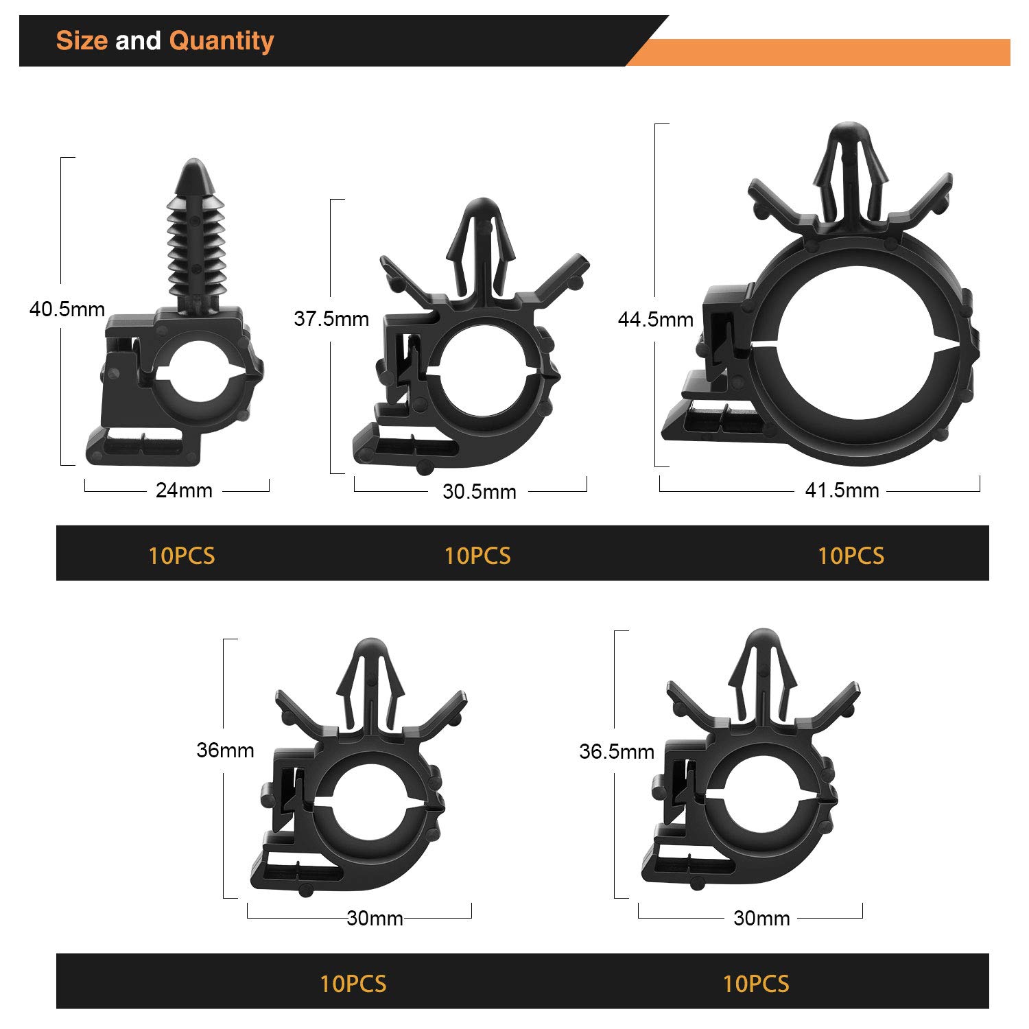 GOOACC 60Pcs Car Wire Loom Routing Clips Assortment 6 Different Sizes