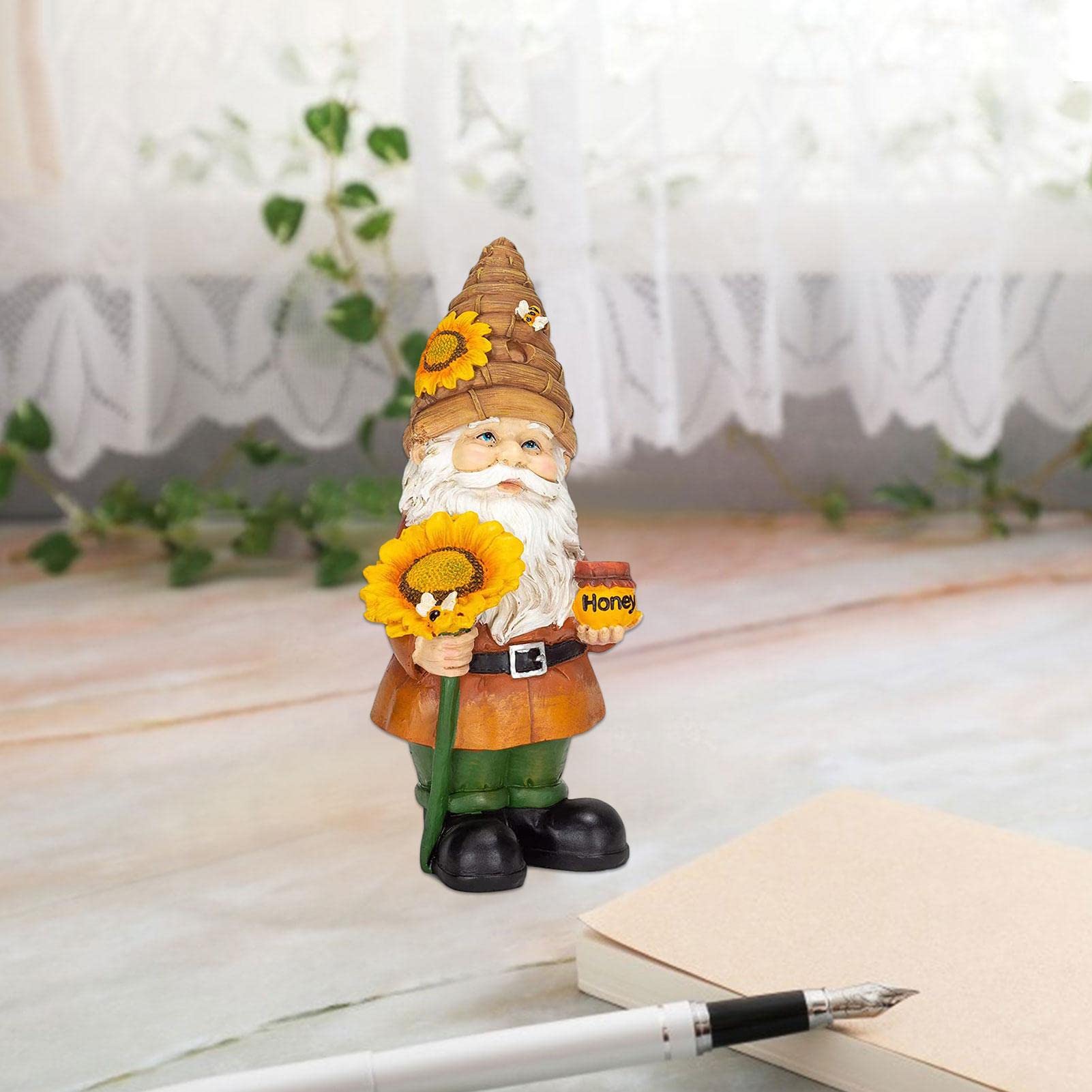 Statuetta Da Giardino Gnomo Ape – Decorazione In Resina Colorata, 11 Cm, Portafortuna Stravagante Per Esterni E Interni - 5
