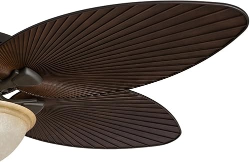 Miniatura 9 de Honeywell Palm Island Tropical ventilador de techo de 52 pulgadas con luz en funda de vidrio 5 aspas con diseño de hojas de palmera para interiores