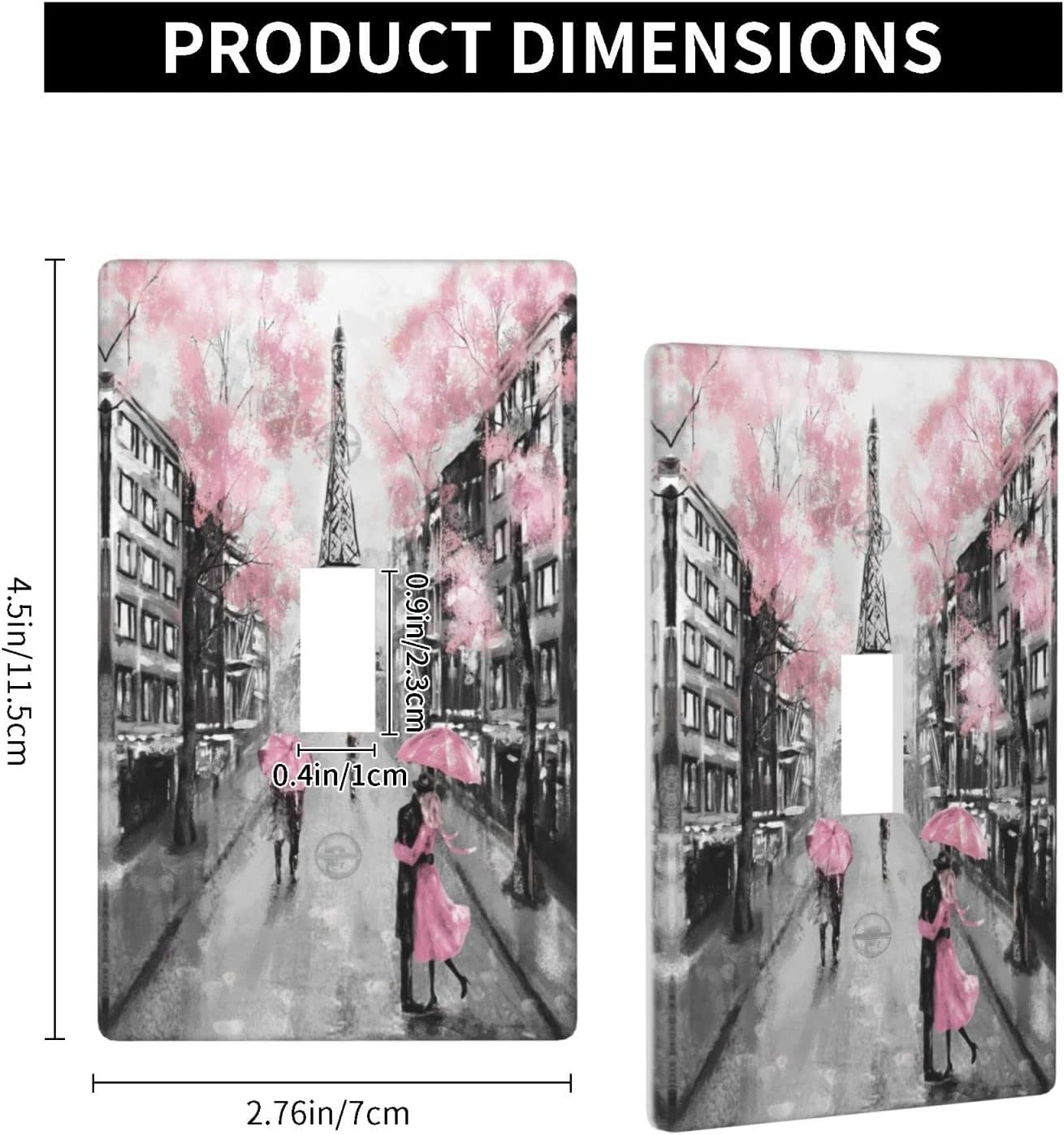 Paris Street Eiffel Tower Pink Floral Print Wall Plate Cover Graphics Decor Wallplates -Duplex Outlet Wall Plate Cover