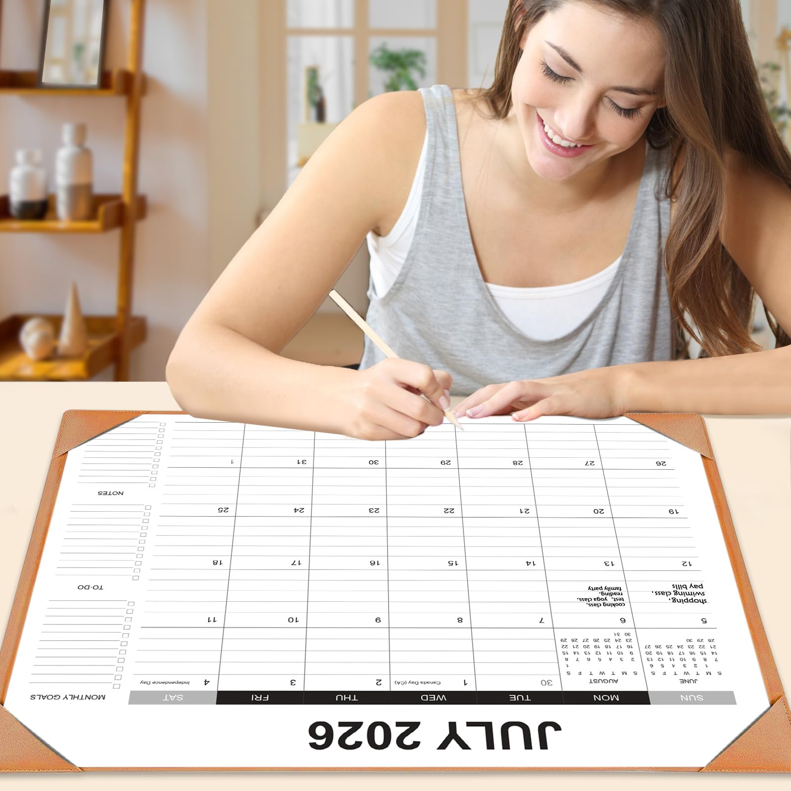 Calendario da scrivania 2026-2027 con tappetino da scrivania, 55,9 x 43,2 cm, grande calendario da scrivania va da gennaio 2026 a giugno 2027, calendario mensile da scrivania per casa e ufficio