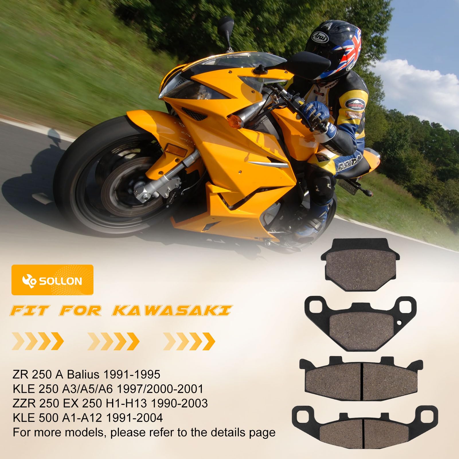 Pastiglie freno anteriore e posteriore per KLE 500 KLE 500 1991-2007 GPZ 500 S 1994-2001 KLE 250 KLE250 1995 1997 2000 2001 KL 650 1989-1992 KAWASAKI ZZR 250 1990-2001