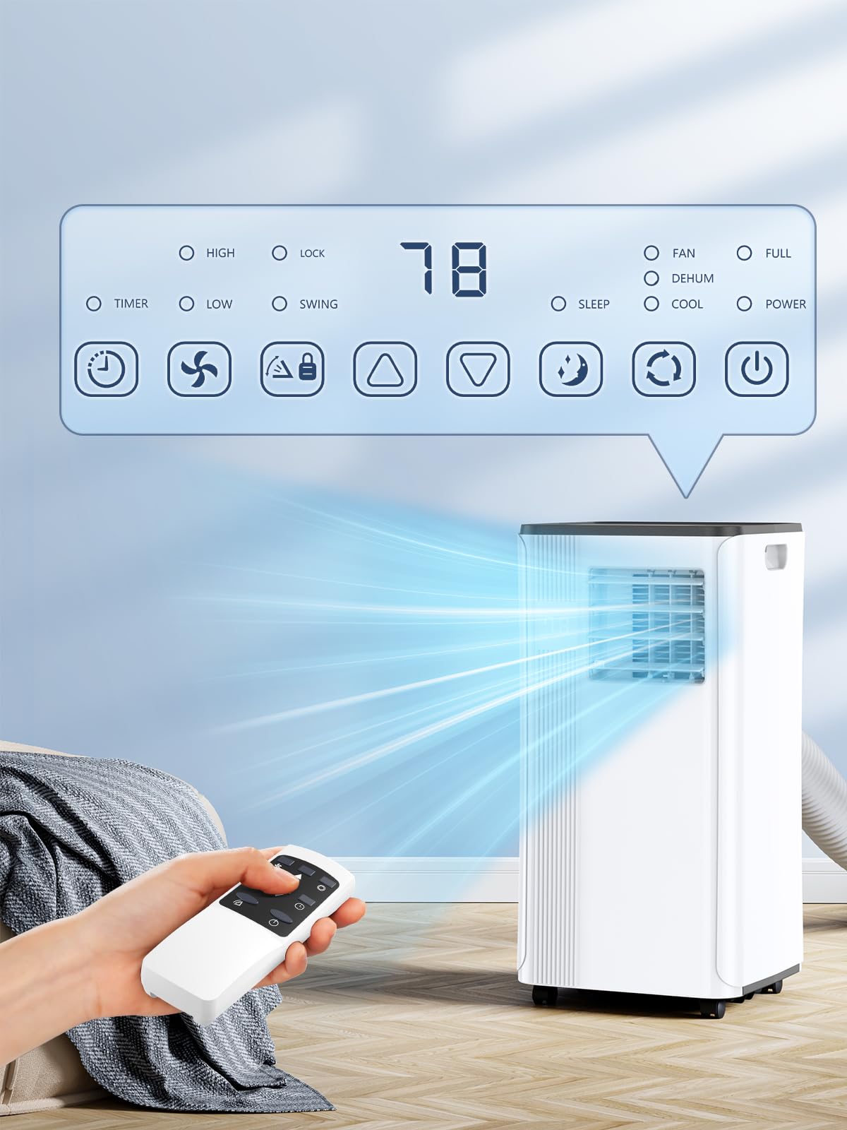 Amazon | 9000 BTU 3-in-1 ポータブルエアコン - 急速冷却、除湿