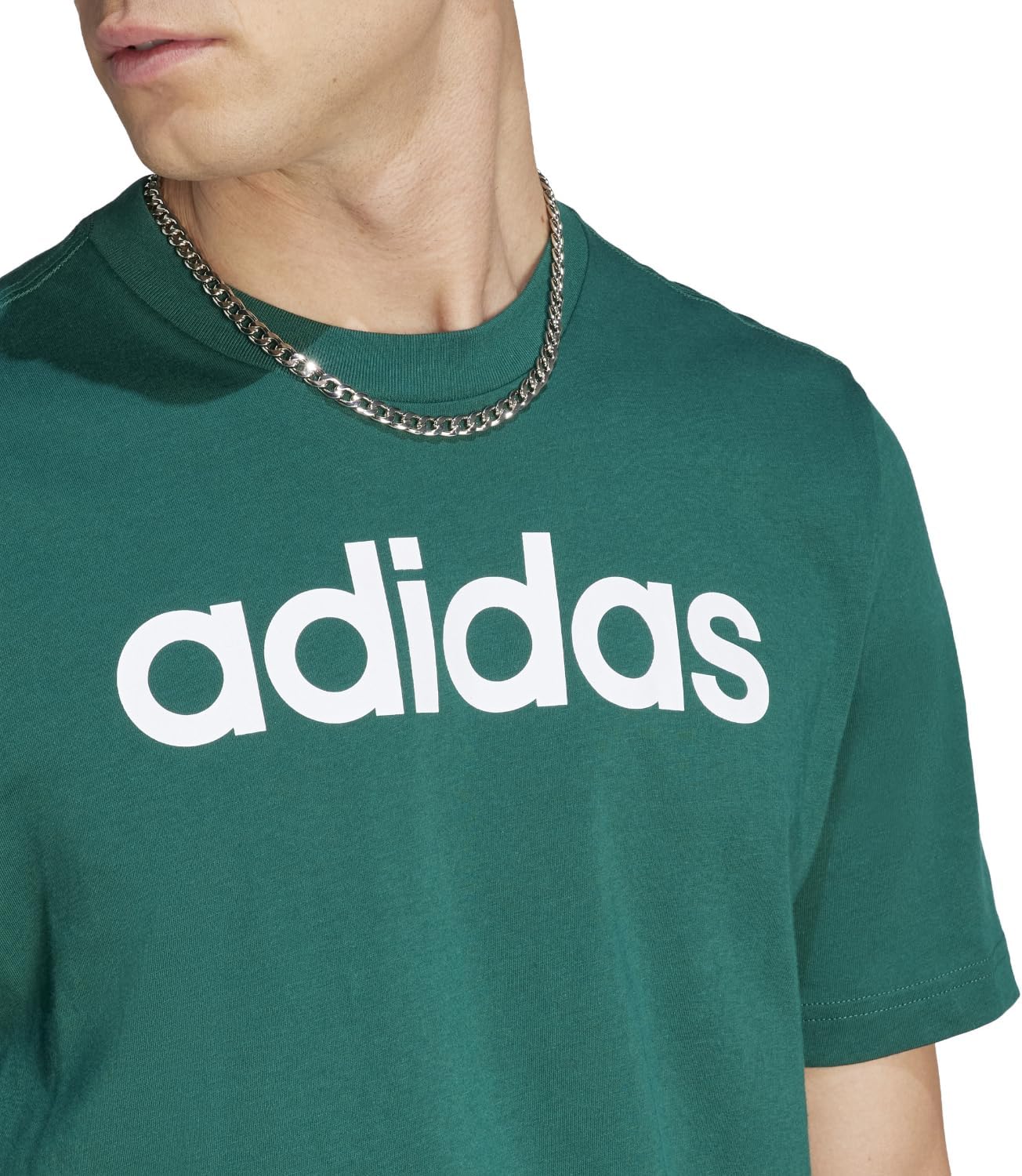 Adidas Men's Essentials Single Jersey Linear Embroidered Logo T-Shirt Legacy, Collegiate Green/Collegiate Green, X-Large Tall - Image 8