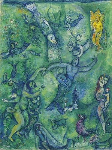 QSDTGHUIKP Marc Chagall Poster Surrealism Painting Marc Chagall Abstract Canvas Prints Modern Wall Picture for Home Office Art Decor 16x24inx1 Frameless