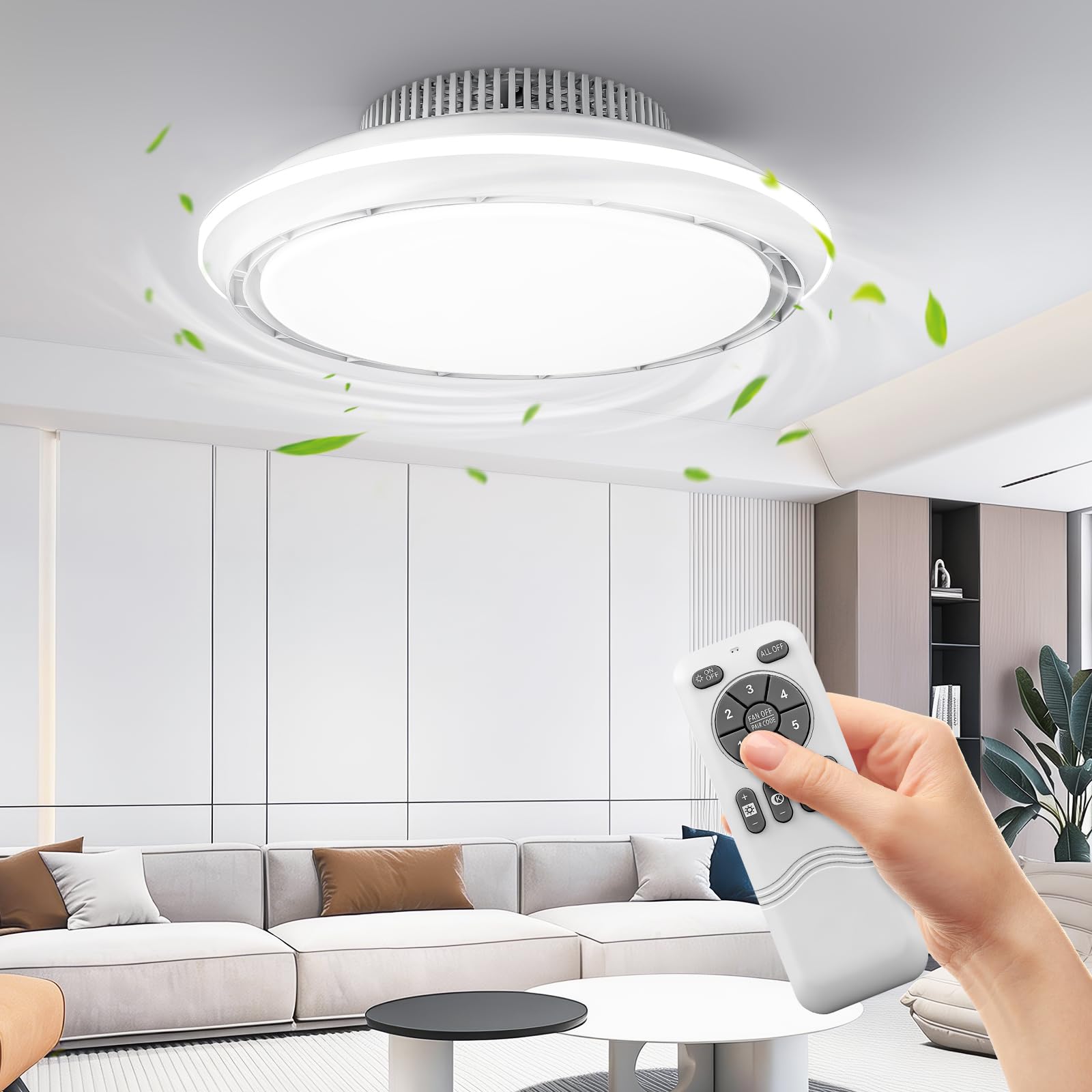 43.5cm Ventilateur de Plafond Silencieux avec Lumiere et Telecommande,Moderne Rond Ventilateurs de Plafond avec 6 Vitesses,3000-6500K Dimmable,Timer,Mémoire,Ventilateur Plafonnier pour Salon Chambre