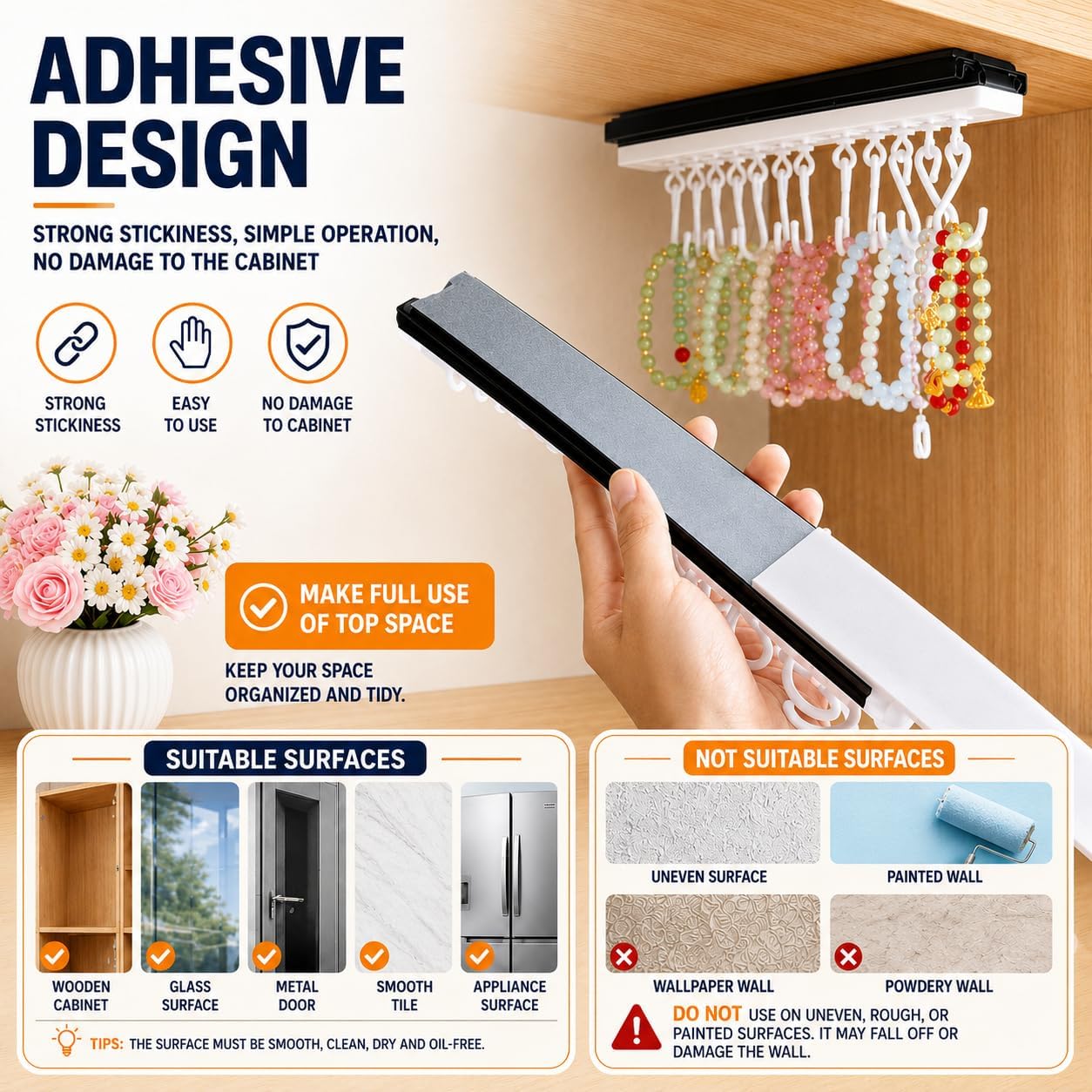 3 Pcs Pull-Out Jewelry Organizer, Jewellery Holder,cabinet Necklace Organiser,Adhesive Necklace Storage for Women, Jewellery Display for Necklace Hanging, Jewelry Hook for Girls, (3)