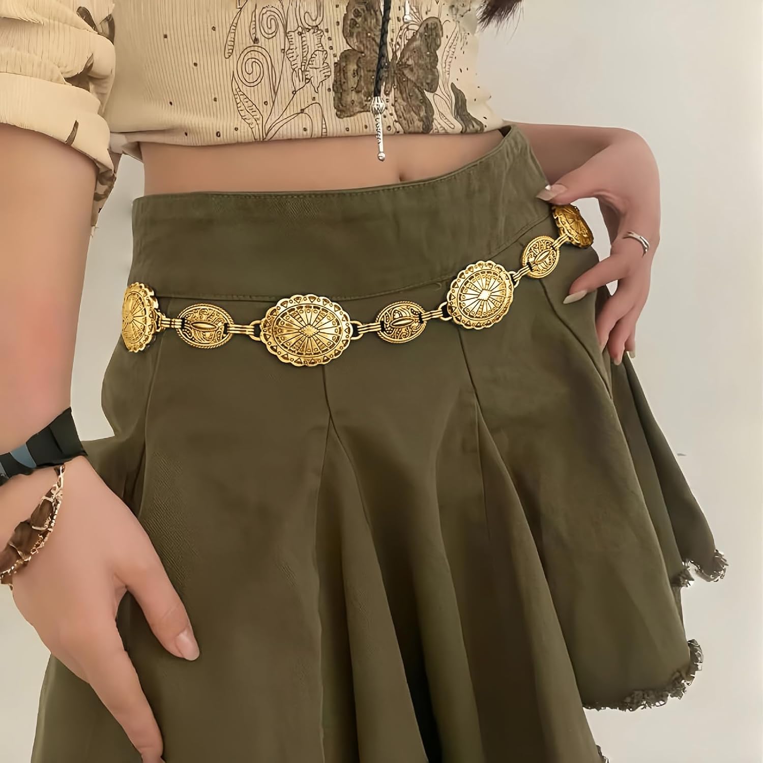 YouBella Jewellery for Women Belts for Women and Girls Stylish Kamarbandh Kamar Chain Waist Belt for Dresses Jeans Saree (Gold) (YB_Belt_91) 1