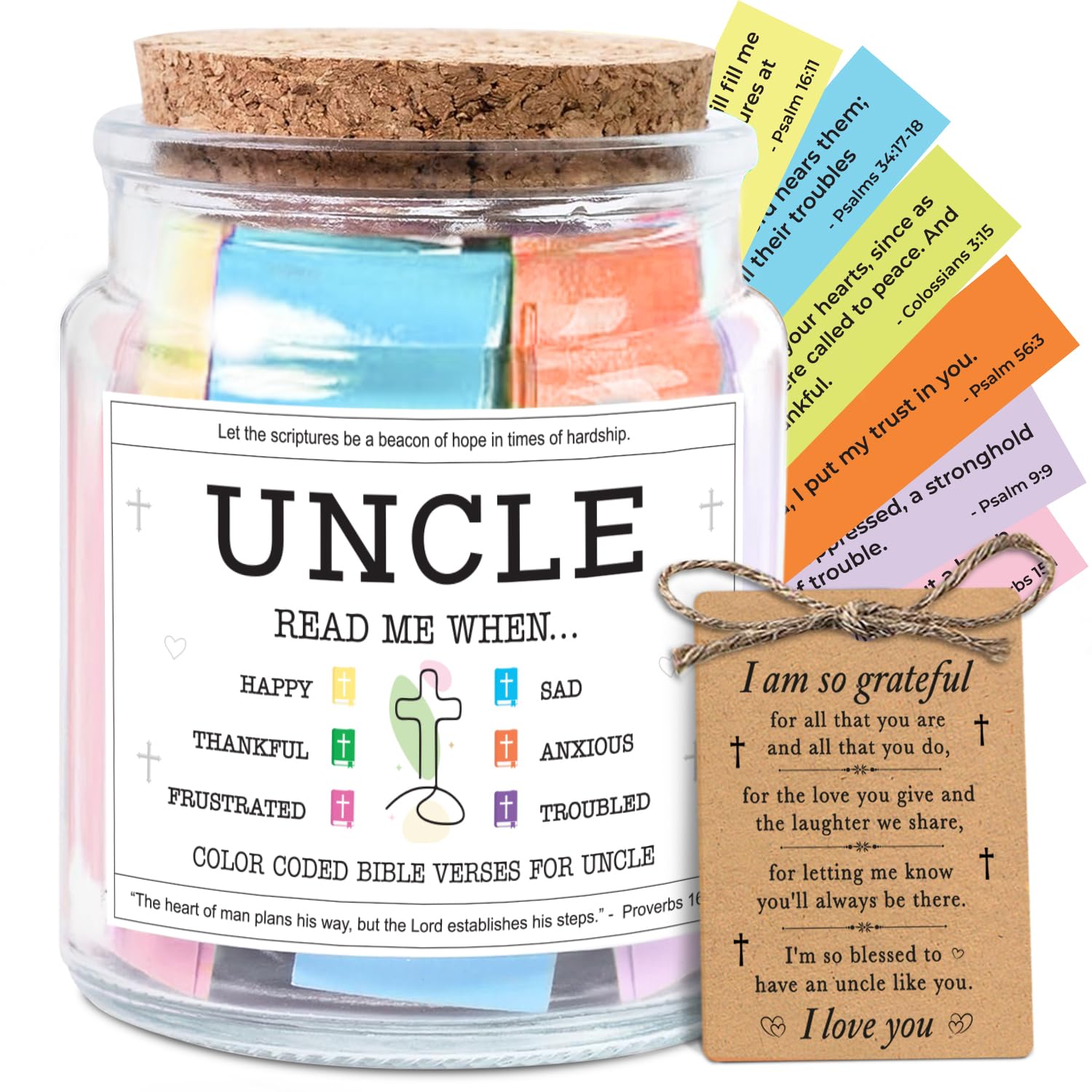 NewEleven Fathers Day Gift For Uncle - Birthday Gifts For Uncle, Funcle - Meaningful Present, Inspirational Gift For Uncles From Newphew, Niece, Kids - Bible Verse Jar