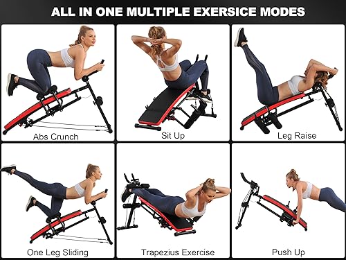 Miniatura 9 de KESHWELL Máquina de entrenamiento abdominal, equipo de ejercicio de abdominales para gimnasio en casa, banco ajustable para sentarse, entrenamiento