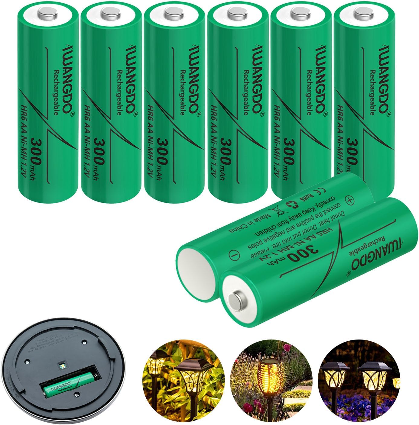 Yibatopow 16 Packs1.2V AA 300mAh Solar Lights Batteries Ni