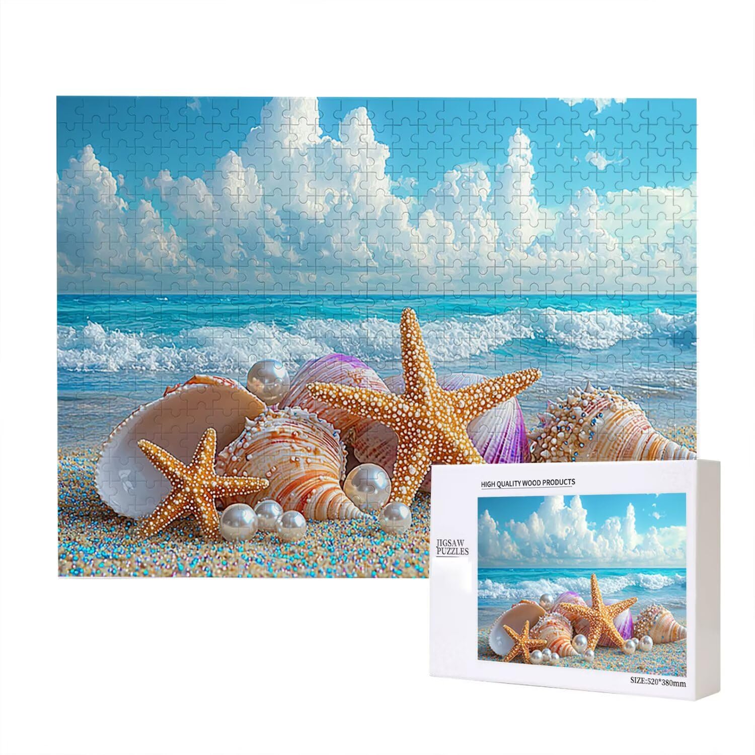 Jigsaw Puzzle, 5000 Pezzi Puzzle Classici, Spiaggia Puzzle Rilassamento Intelligence, Mpossibile Difficile Puzzle Impegnativo per Adulti Puzzle Gioco Familiare, Regalo per Amore Stelle Del Mare fr0885