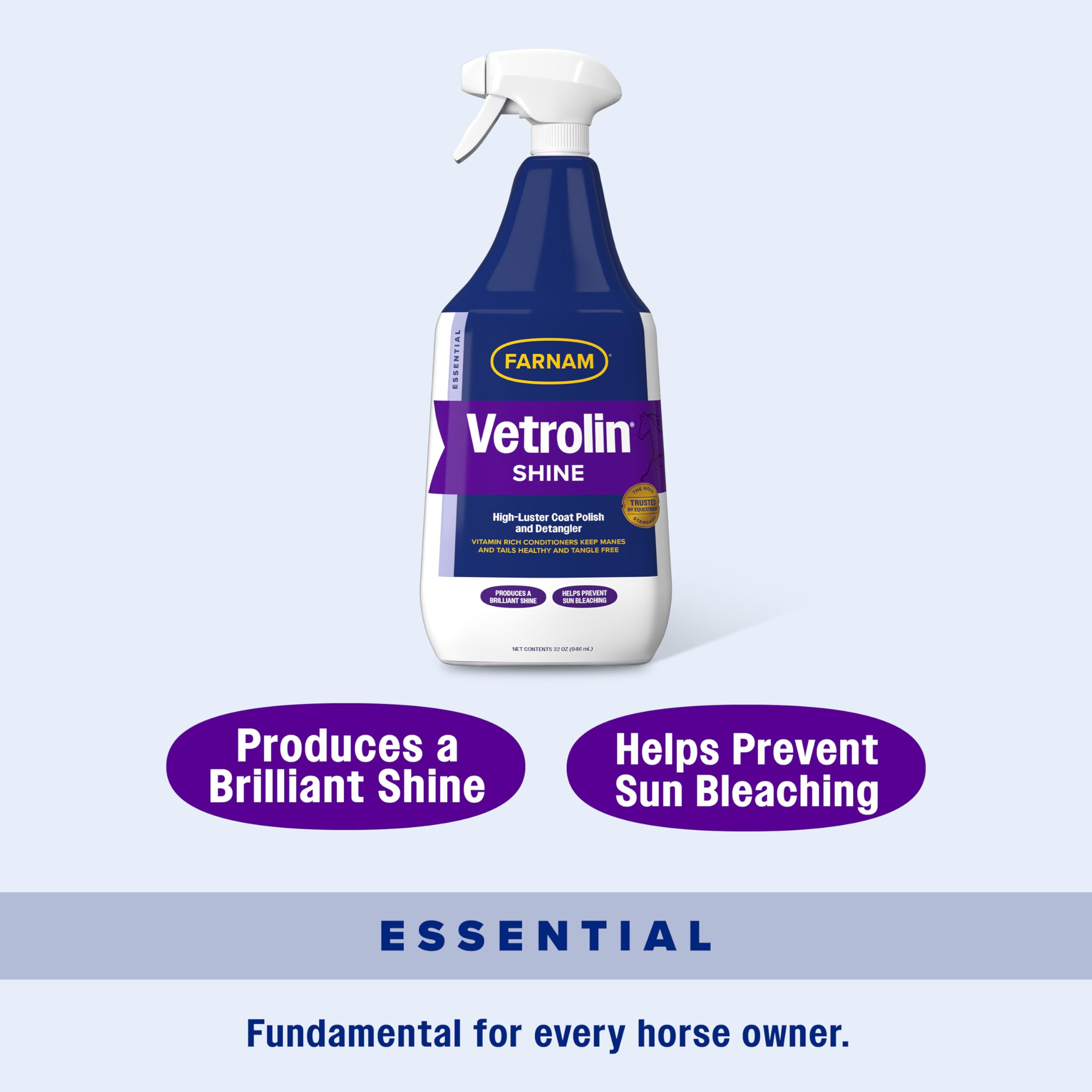 Farnam Vetrolin Shine, High-Luster Coat Polish and Detangler Spray, Ideal for Horses and Dogs, 32 oz. - image 6