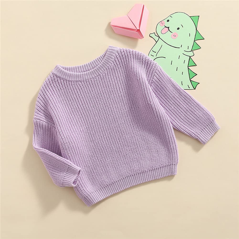 Afunbaby Suéter de punto para bebé niña y niño, sudadera cálida con cuello redondo y manga larga para bebés y niños pequeños