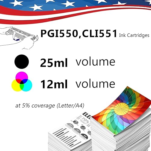 Miniatura 2 de PGI550 CLI551 XL PGI550XL CLI551XL Reemplazo para Canon PGI 550 551 MG5550 MG5650 MG6350 MG6650 MG7150 MG7550 Negro, cian, magenta, amarillo,