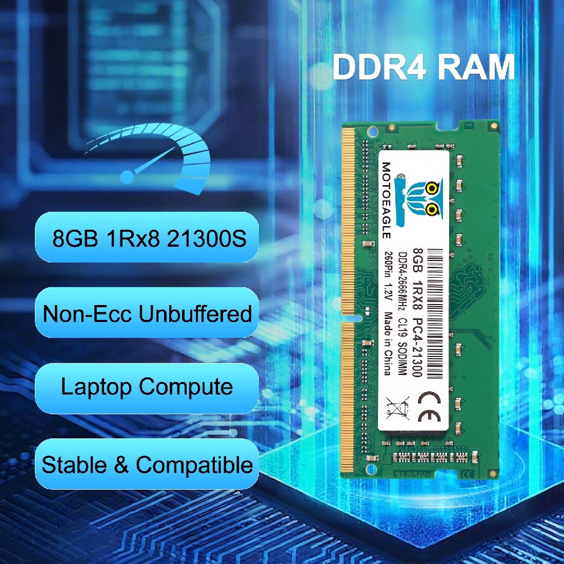 Módulo de memoria RAM para portátil SO-DIMM 16GB (2X8GB) DDR4 2666MHz PC4-21300 (PC4-2666V) 1RX8 CL19 SODIMM 1.2V 260-Pin Non-ECC SO-DIMM