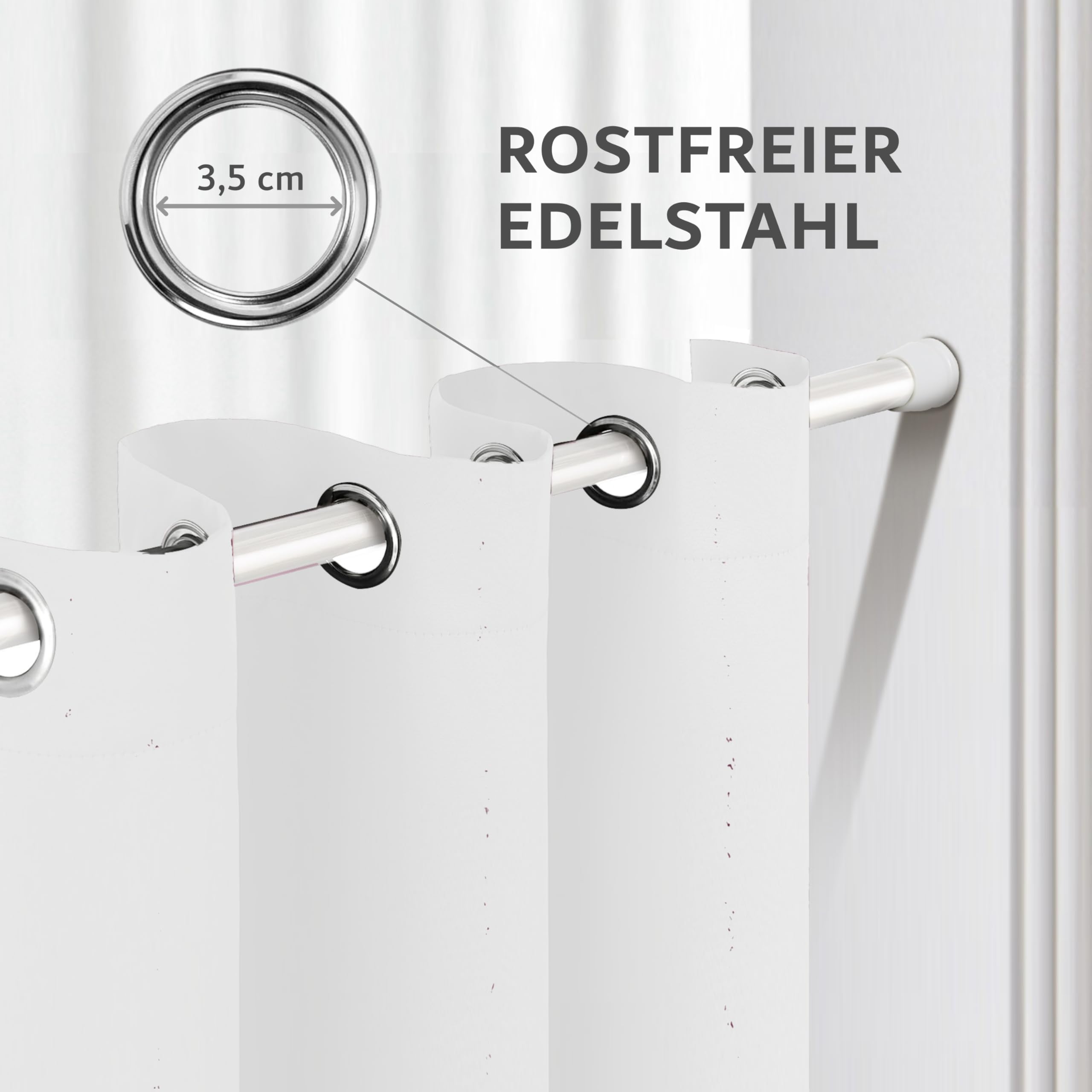 Cozyor Praktisches Set ohne Bohren: 2X Vorhang + 1x Klemmstange 70-120 cm + 2X Raffhalter mit Magnet Blickdicht, als Raumteiler, Fenster & Tür Weiß Thermovorhang 160x135cm