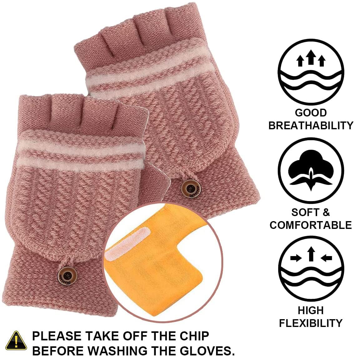 Gants chauffants USB pour femme, gants d'hiver chauds pour ordinateur portable, mains complètes et demi chauffantes sans doigts, chauffe-mains lavables
