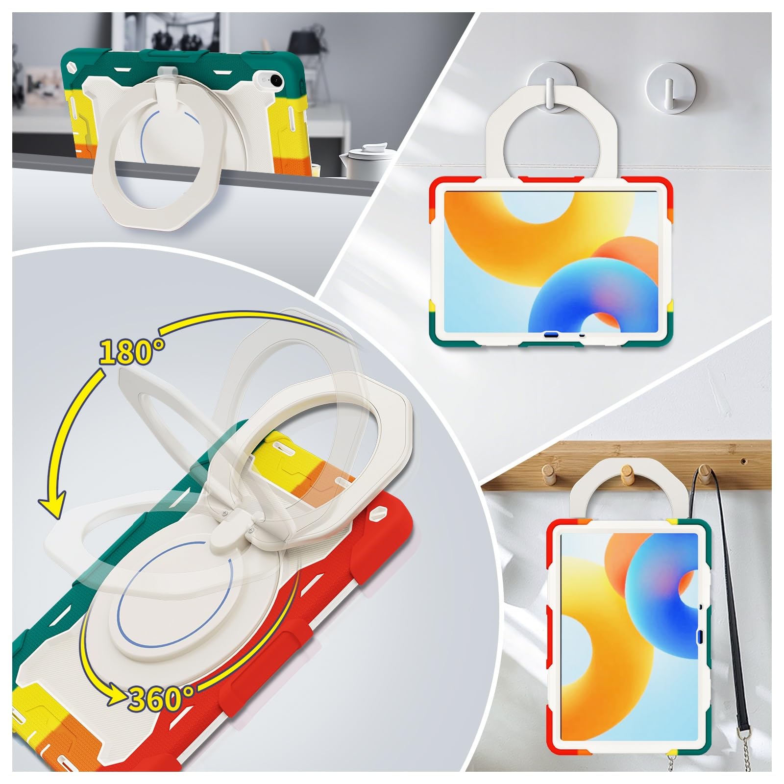 Dla Huawei MatePad 11.5 2024/2023 wypuszczono,5-calowe etui na tablet dla dzieci, wytrzymała, odporna wstrząsy, osłona ochronna z podstawką paskiem ramię(Rosso)