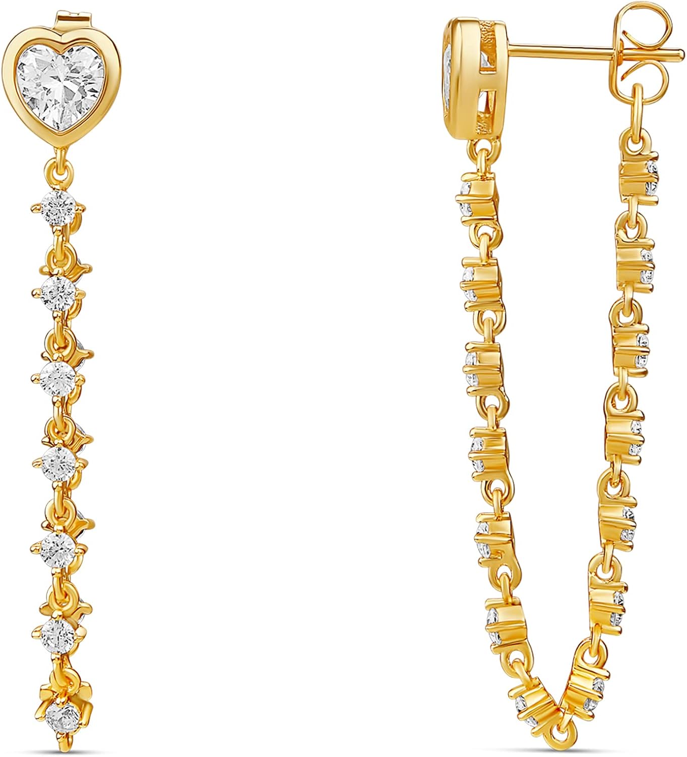 MILLA Dangle Earrings for Women - Cute Designer Earrings for Women Trendy Gold Chain Earrings & Sterling Silver Dangly Earrings