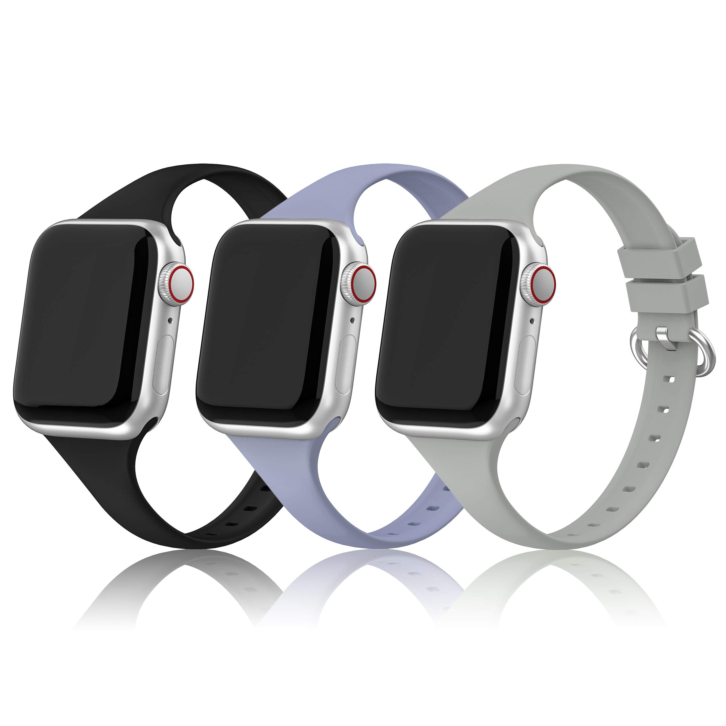 3 Packs Sport Strap Compatible with Apple Watch Strap 38mm 40mm 41mm 42mm(Series 10), Soft Silicone Slim Strap Replacement Watchbands for iWatch Series 10 9 8 7 6 5 4 3 2 1 SE Women Men