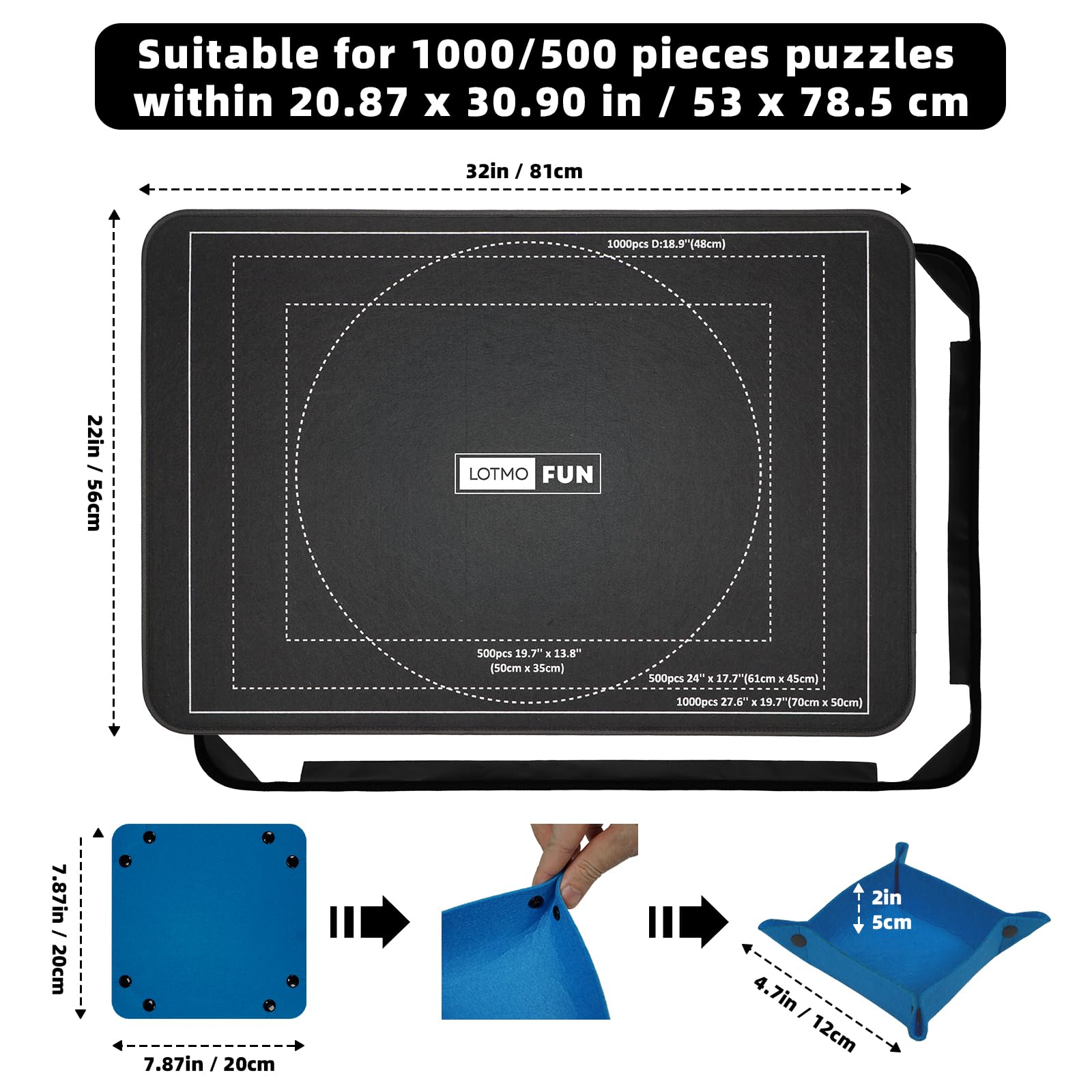 LOTMOFUN Opbergmap voor puzzels met 1000 stukjes, draagbare organizer met grote capaciteit met 25 vakken, draagbaar en stofdicht, puzzelaccessoires