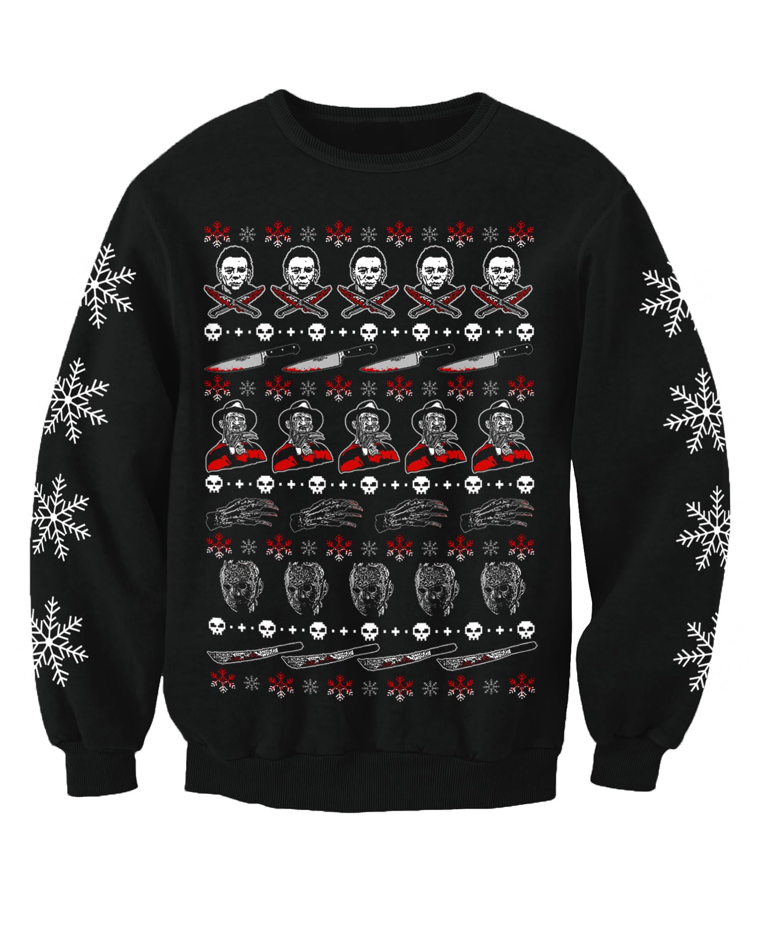 Christmas Jumpers - Nostalgic Men's Black Horror Movie Film Inspired Adults Novelty Christmas Jumper Sweatshirt Large