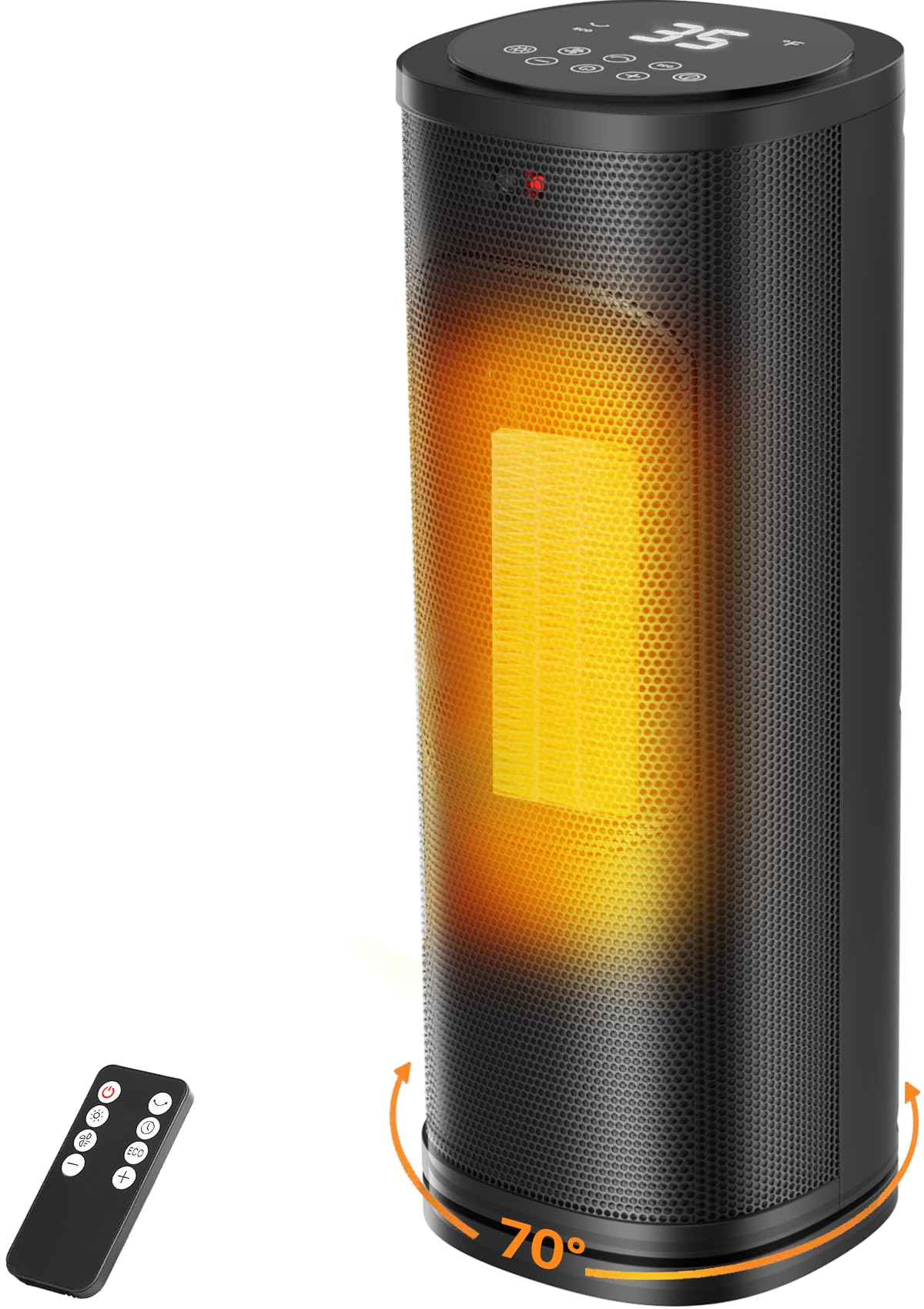 Portable Electric Space Heater, Space Heaters for Indoor Use with Thermostat, Remote, 70° Oscillation, 1-12h Timer, 1500W PTC Ceramic, Small Mini Heater for Bedroom, Room, Large Room