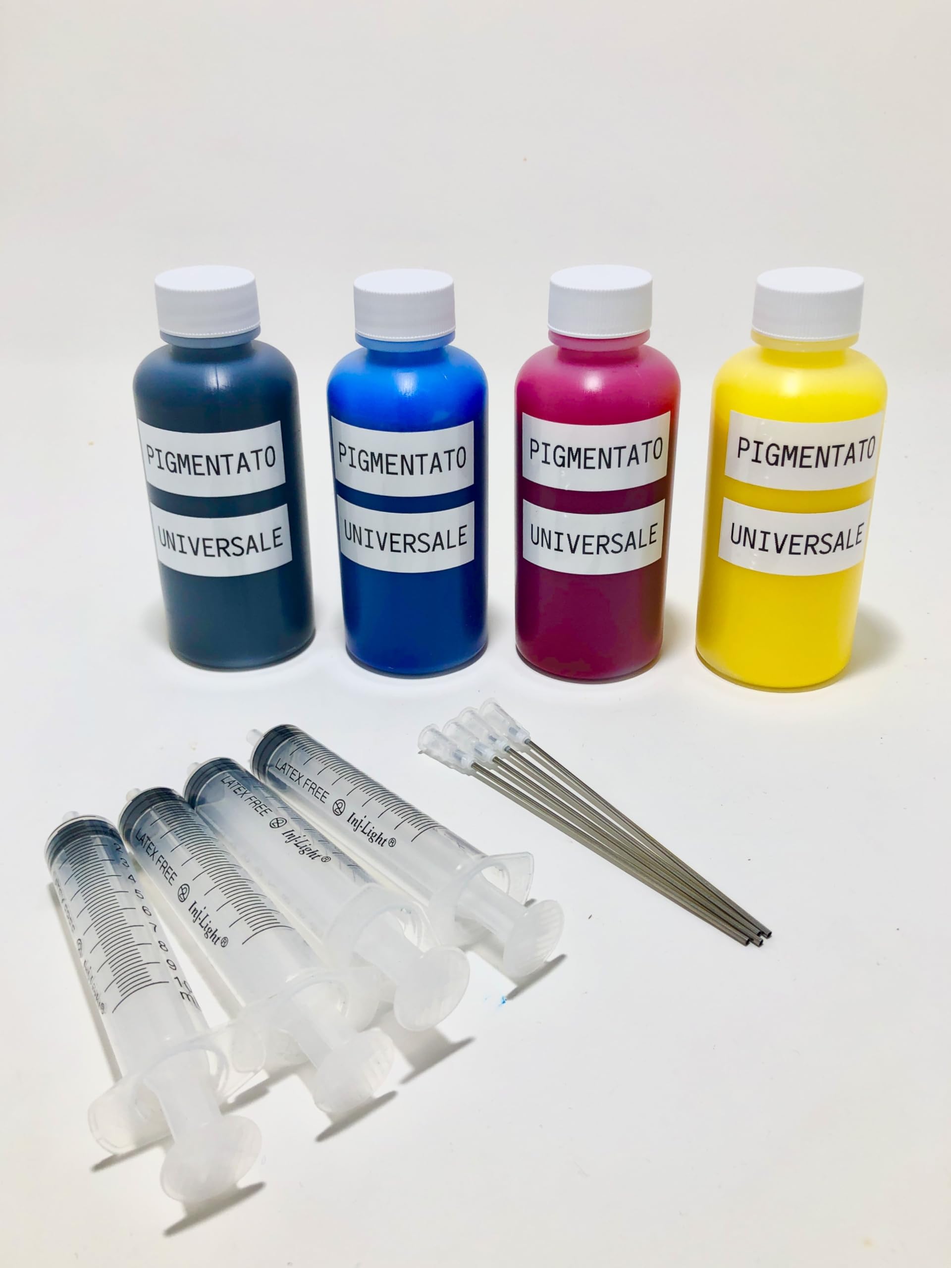 INCHIOSTRO PIGMENTATO UNIVERSALE A 4 COLORI PER STAMPANTI EPSON BROTHER HP CANON 400 ML TOTALI 1 X NERO 1 X CYANO 1 X MAGENTA 1 X GIALLO, VERO INCHIOSTRO A PIGMENTAZIONE PIENA