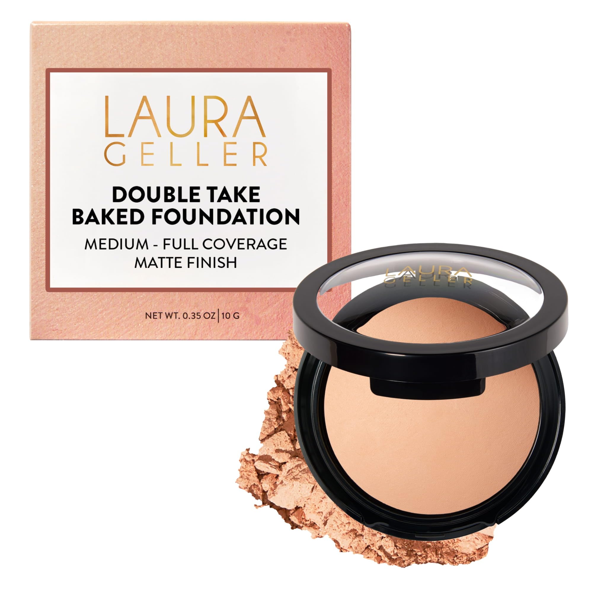 LAURA GELLER NEW YORK Baked Double Take Puder Makeup, Fair, Langanhaltende Make Up Puder Foundation, Volle Deckkraft, Atmungsaktives, Klassisches Matt-Finish, Klumpt Nicht, Anti-Aging-Inhaltsstoffe