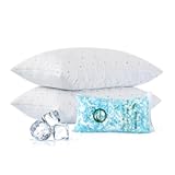 Cooling Pillows Queen Size Set of 2 with Extra Stuffing 100&percnt; Shredded Memory Foam Pillows with Washable Cover for Side Back Stomach Sleeper Hypoallergenic