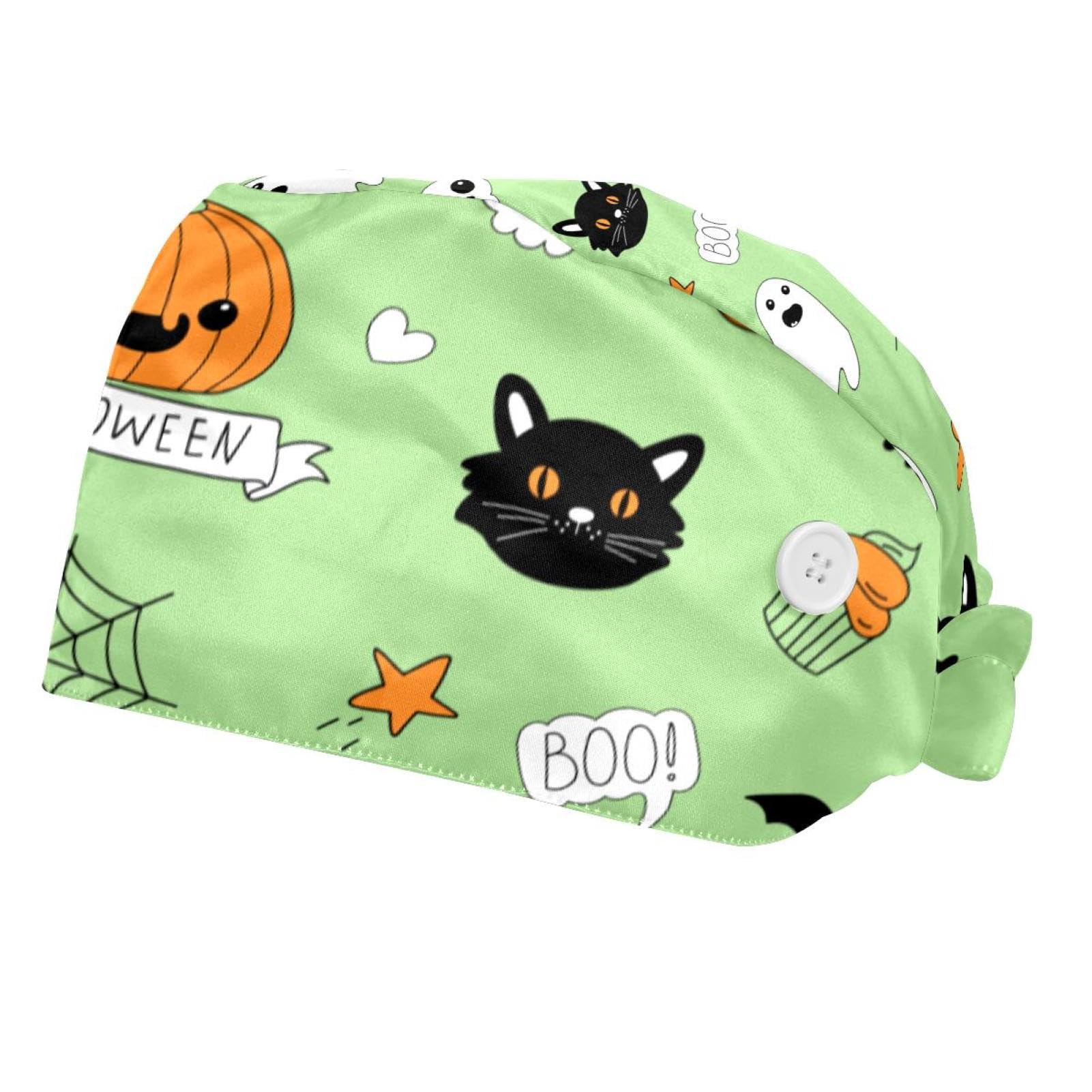 Halloween Pumpkin Green Pattern Sweat Wicking Doo Rag Beanie Cooling Helmet Liner Bandana Chemo Hat for Men and