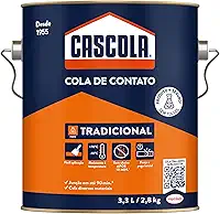 Cascola Tradicional sem Toluol, Cola de Contato de Alta Resistência, Adesivo de Contato de Secagem Rápida, Cola Permanente Multiuso, 1x2,8kg
