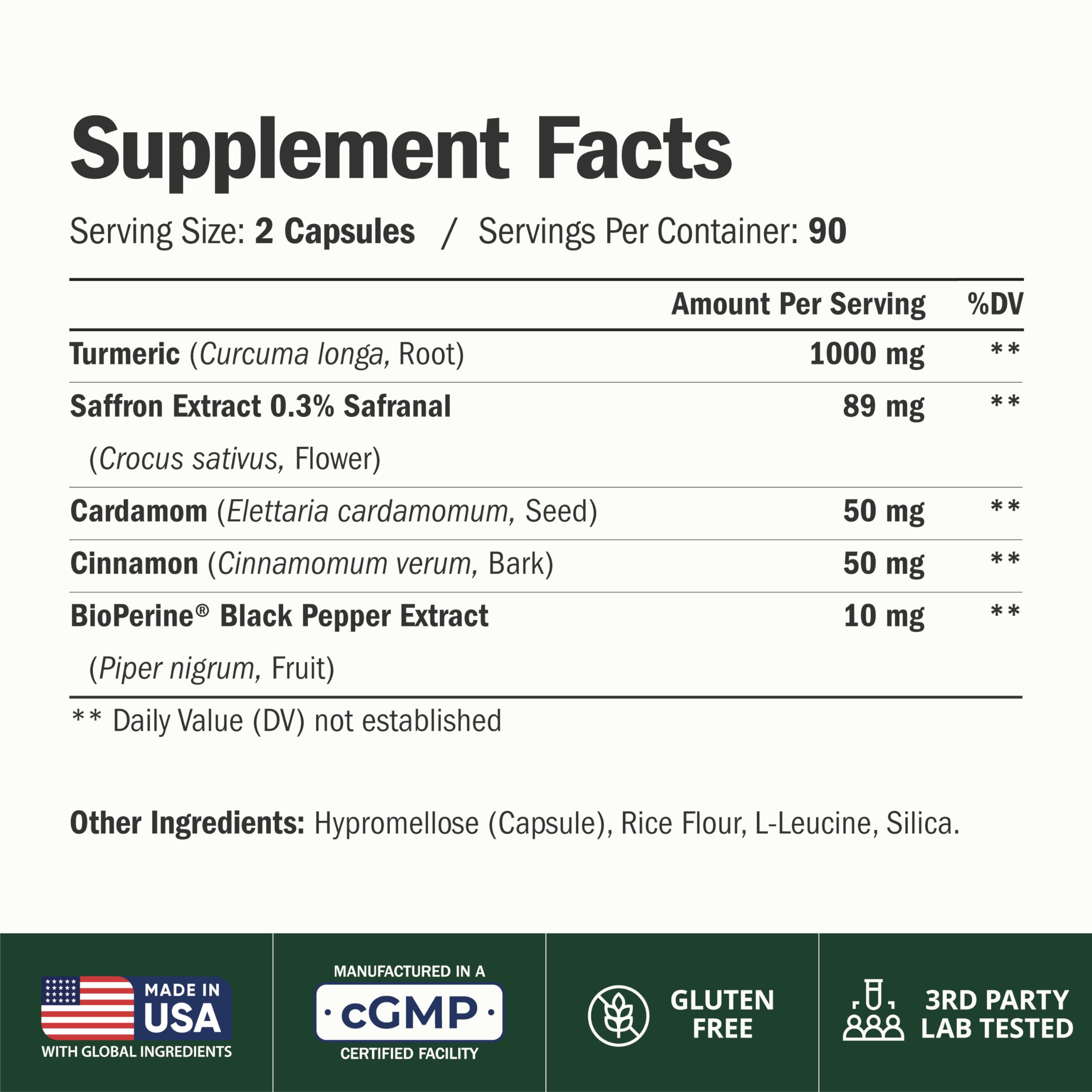 Saffron Supplements w/Saffron Extract 89mg + 1000mg Turmeric Curcumin 60Ct — Amazon image 14