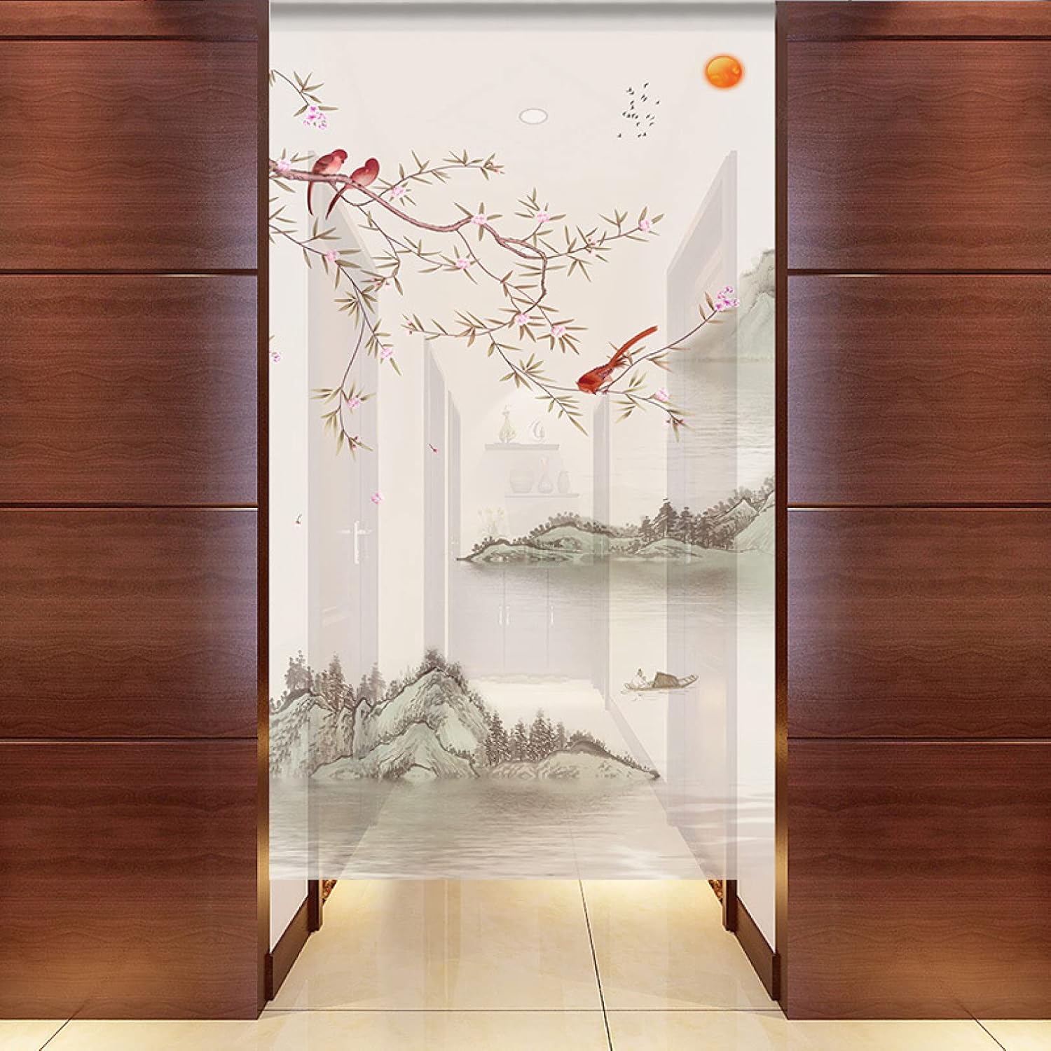 未使用 京都 羅工房 暖簾「赤絵鉢」麻100％ 未使用 京都 羅工房 暖簾