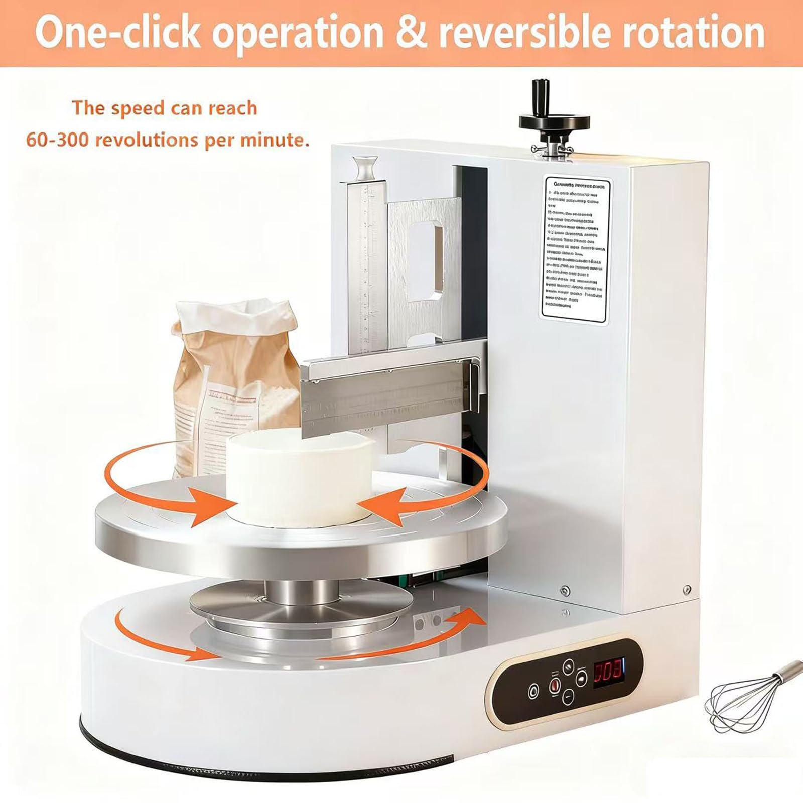 Esparcidor Automático De Crema para Tartas, Rascador De Superficie Giratorio, Decoración Eléctrica De Tartas De Cumpleaños Y Máquina Alisadora para Pasteles 4-12in-White