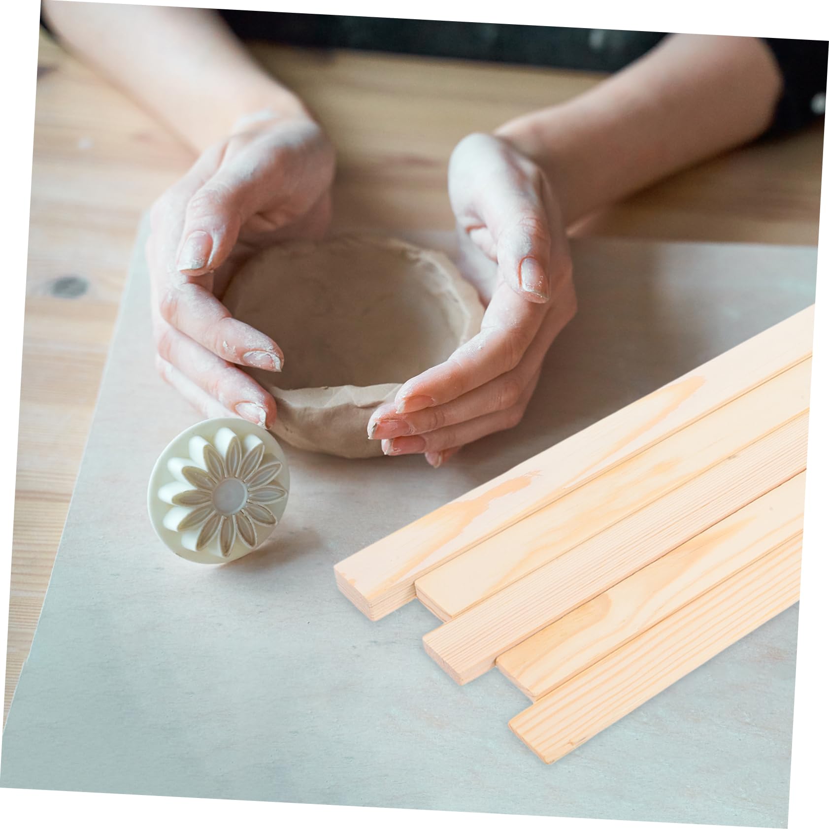 Uonlytech 4 Ensembles Ensemble De Bâtons d'argile pour l'enseignement De La Céramique Rouleau À Pâtisserie pour Argile À Sculpter Rouleau À Pâtisserie pour Poterie 10 pièces * 4