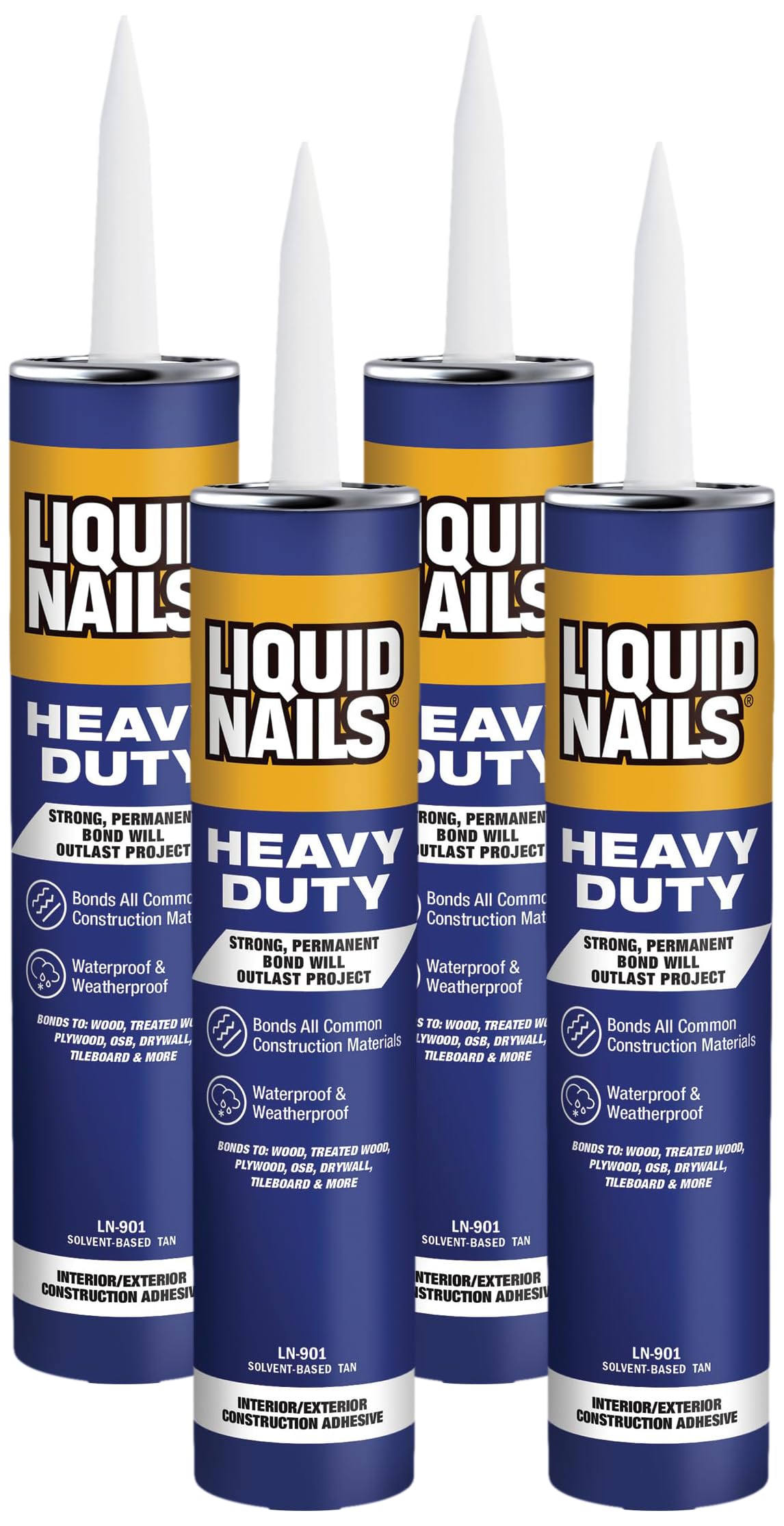 Liquid Nails Heavy Duty 10 oz Tan Solvent-Based Construction Adhesive, 4 Pack