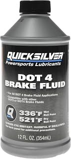 Quicksilver DOT 4 Brake Fluid - 521°F Dry Boil Point, Corrosion Protection for Powersports & Marine Engines