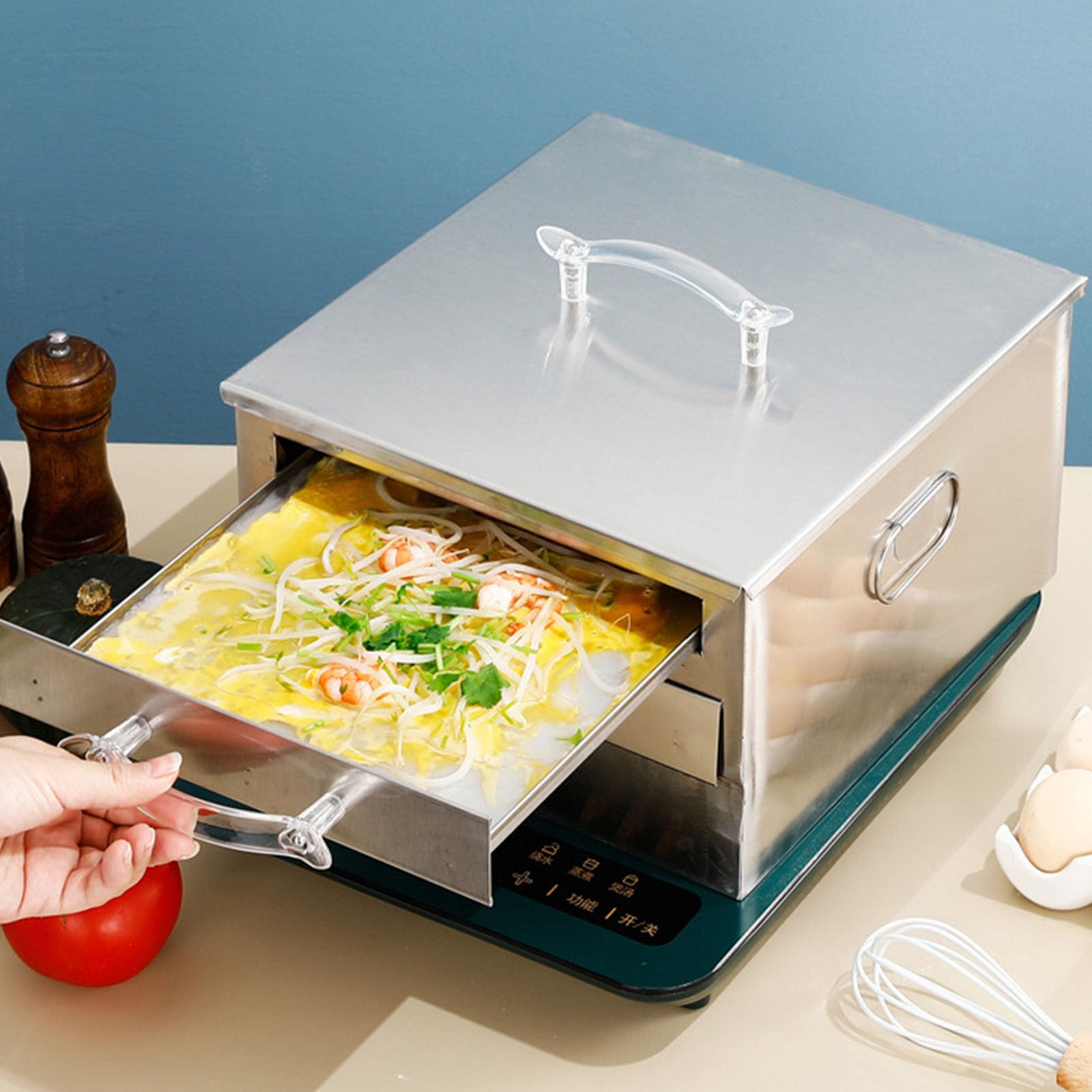 Vaporiera A Vapore per Spaghetti Riso in Acciaio Inossidabile 304 con Vassoi Estraibili Distribuzione Uniforme del Calore E Pasti in Famiglia Vaporiera Efficiente A Cassetti Multipli