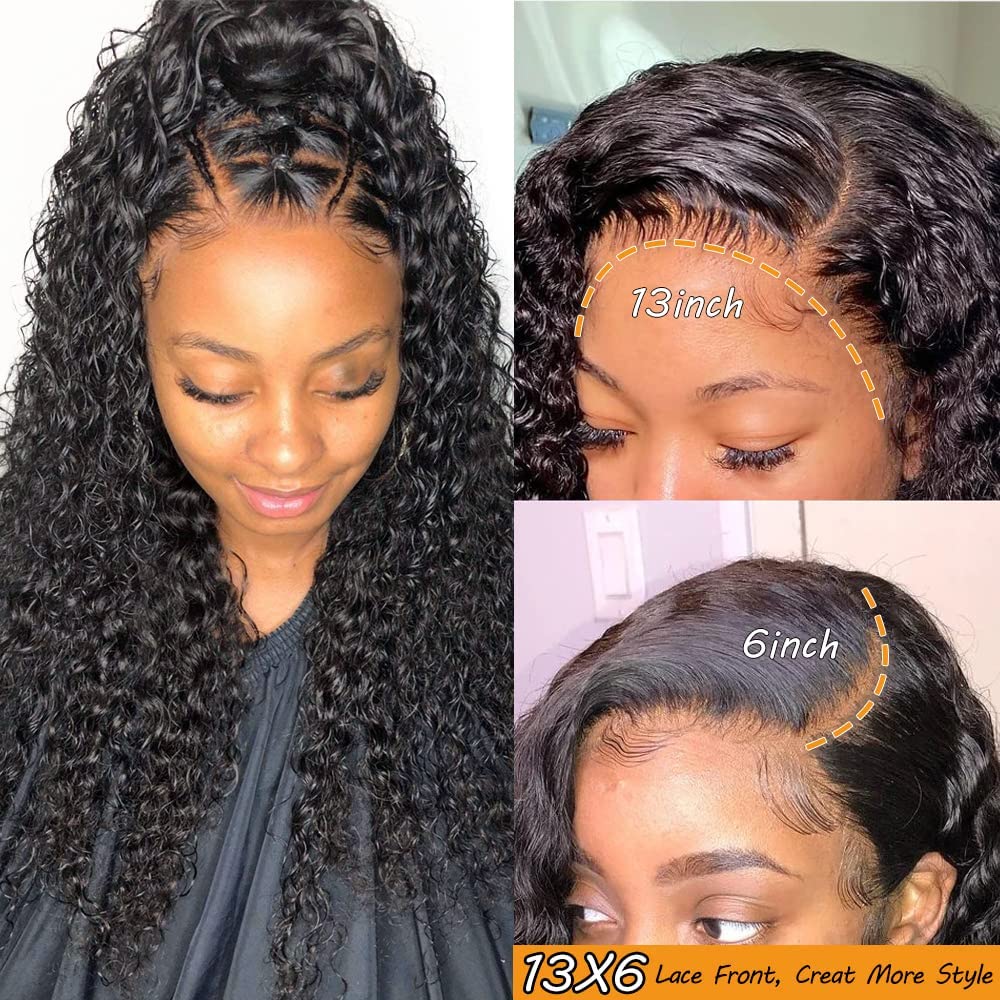 Kinky Curly Lace Front Wig 13x6 HD Lace Front Kinky Curly Wig for Women 180% Density Pre Plucked With Baby Hair Afro Kinky Curly Human Hair Wig 20Inch Kinky Curly HD Lace Front wig