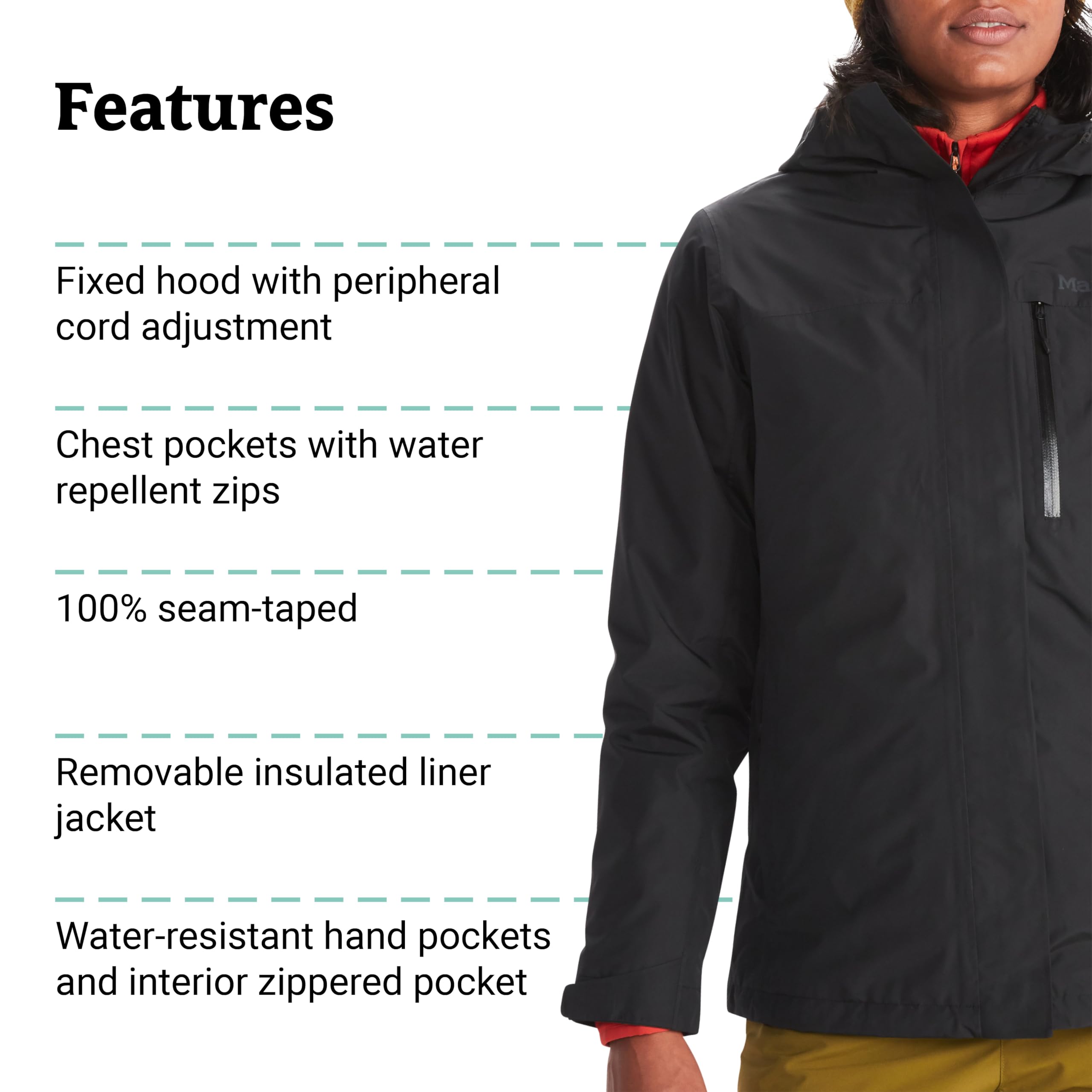 MARMOT Wm's Ramble Component Jacket Giacca 3 in 1 impermeabile, da Pioggia Leggera e Calda, impermeabile antivento, a Vento Traspirante Donna (Pacco da 1)