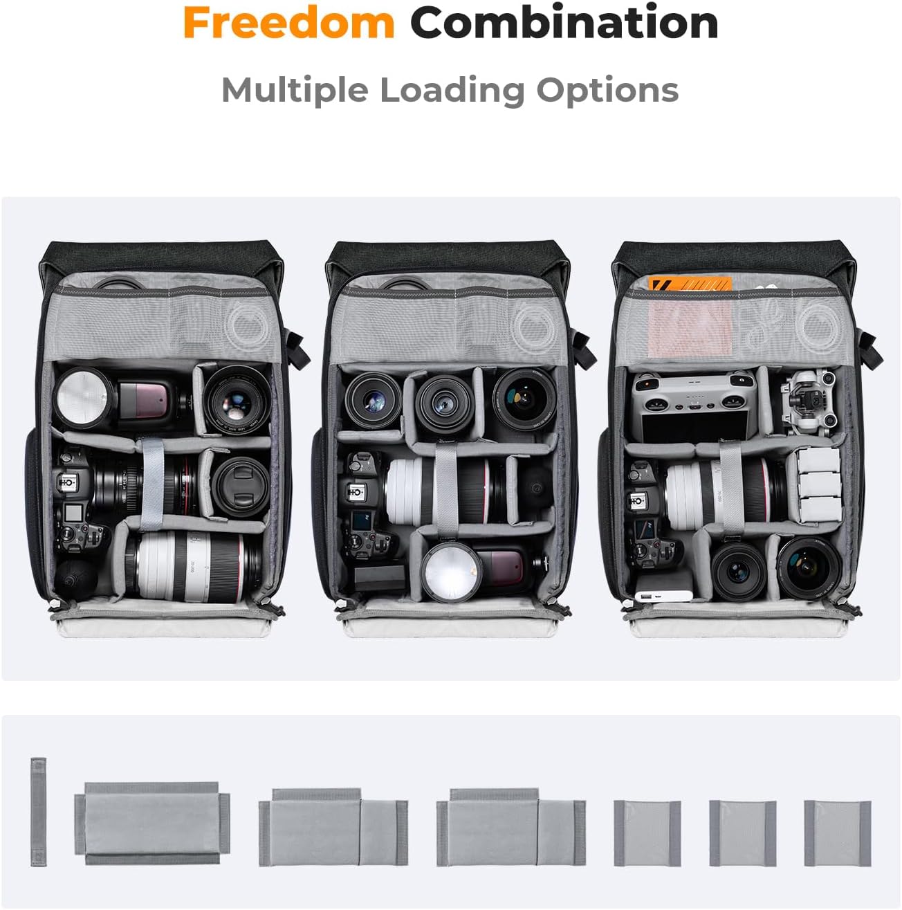 K&F CONCEPT Camera Backpacks for Photographers Travel Bag for Tripod Camera Lence Accessory with laptop compartment and Rain Cover Waterproof Multi-Functional Camera Bags for Dslr Cameras Black - Image 5