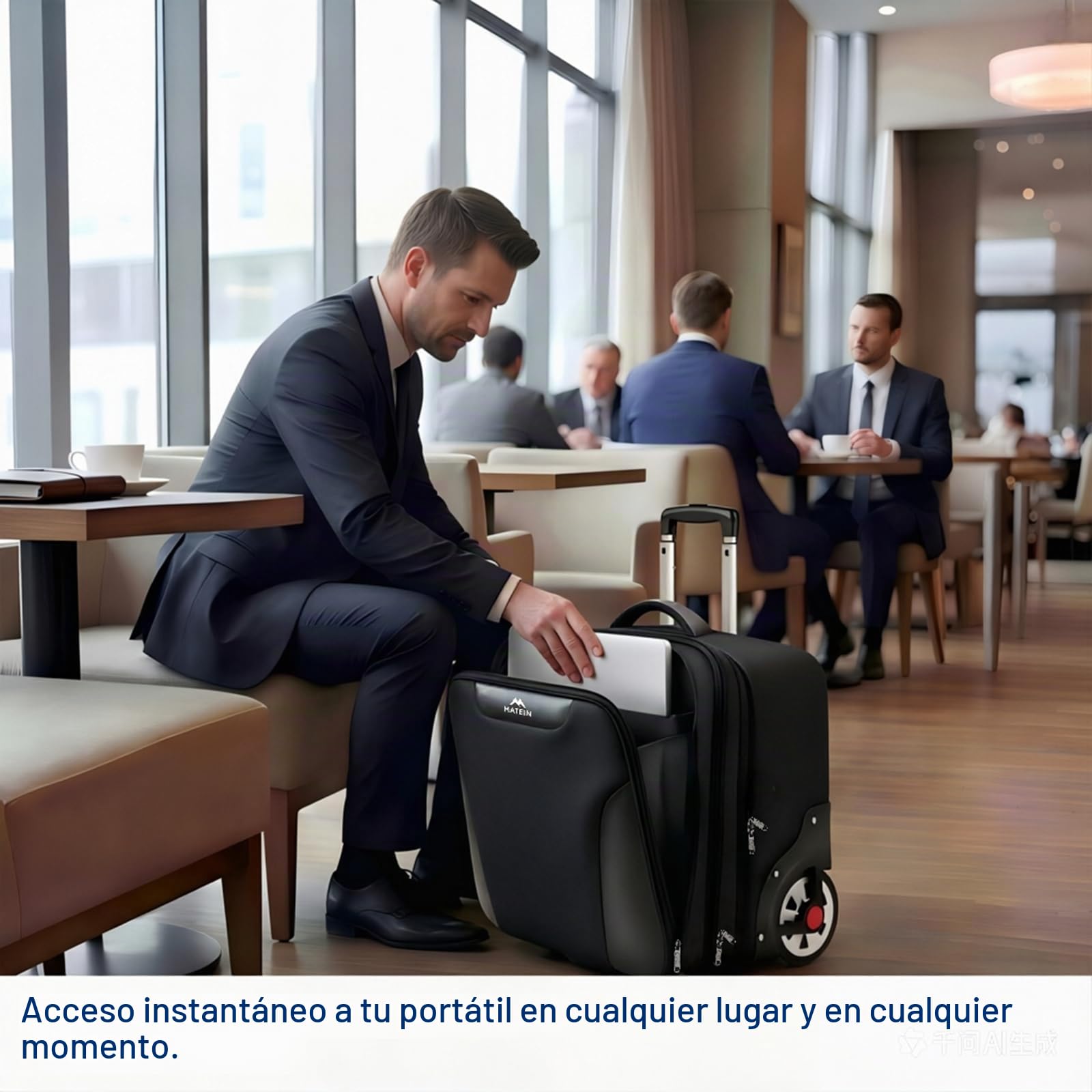 MATEIN Maletin con Ruedas Portatil 17 Pulgadas, Trolley con Ruedas Viaje Grande Silenciosas Resistentes al Desgaste Almacenamiento con Múltiples Compartimentos para Viajes de Negocios, Trabajo, Negro