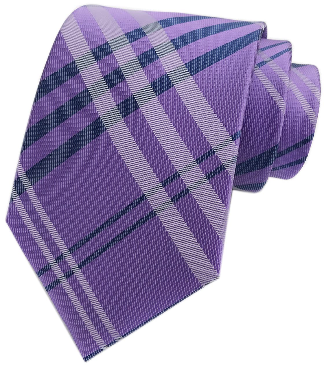 Elfeves Men's Modern Tartan Checks Plaid Style Formal Ties Woven Pattern Necktie, Lilac Purple, One size