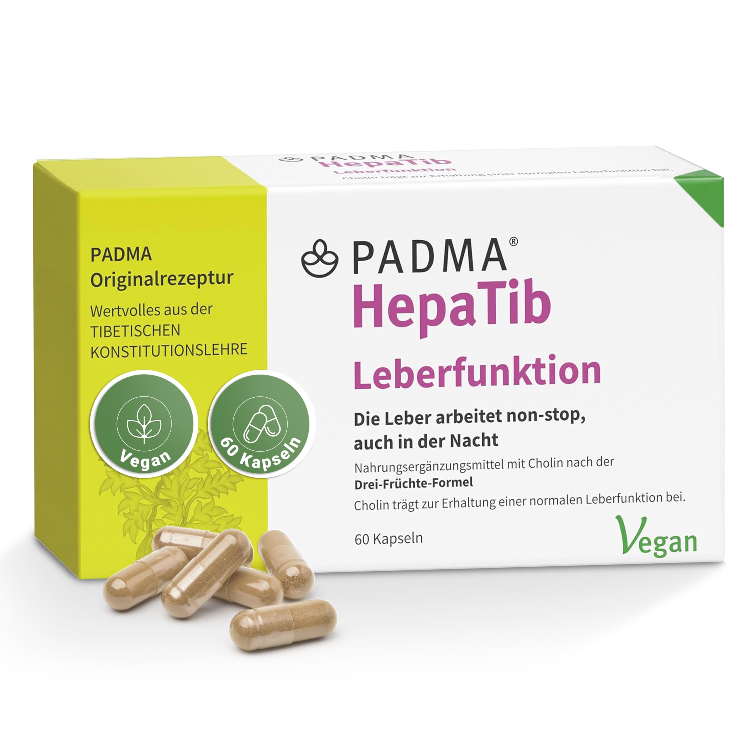 60 Kapseln - Leberunterstützung mit Cholin - Für Stoffwechsel & innere Reinigung - Nach tibetischer Rezeptur mit Polyphenolen & Gerbstoffen - Vegan, hergestellt in der Schweiz