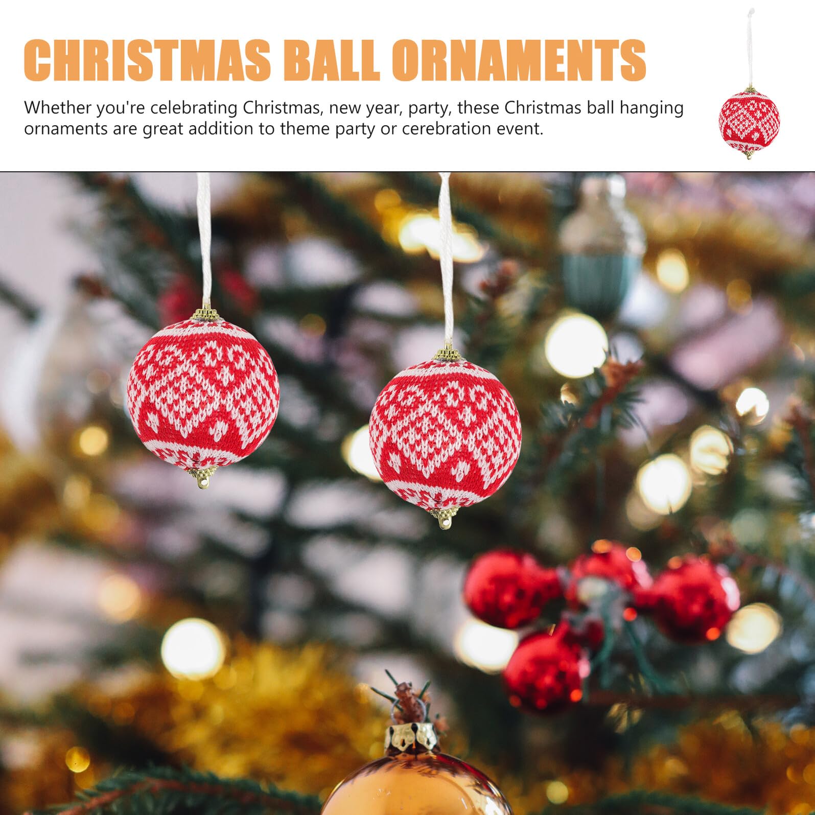 Bolas de Navidad Colgantes Rojas Pequeñas 12 Piezas Adornos Navideños Tejidos de Tela y Poliéster para Decoración del Árbol y Ambiente Festivo en Hogar Oficina o Aula