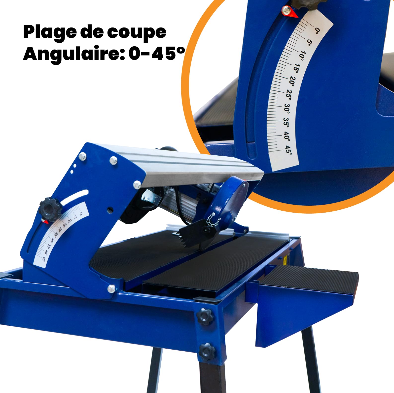 Scie à Carrelage sur Table de Sciage de 720mm, Coupe Carreaux Électrique, Scie de Table, Moteur Robuste de 800W, Angle de couple 0-45°, Portable [2x Lames Diamantées & Laser Guide de Coupe INCLUS]