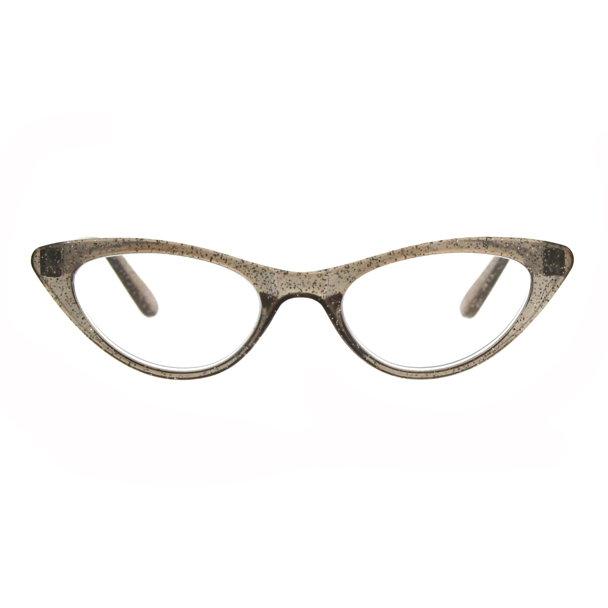 Womens Cat Eye Plastic Glitter Frame Reading Glasses 1.5 Brown
