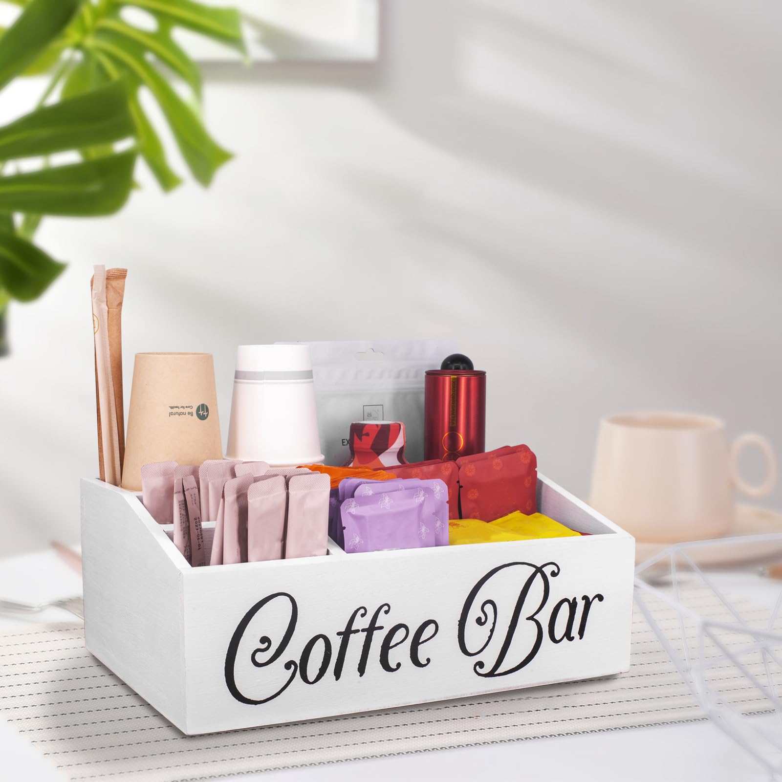 Guolich Coffee Cup and Condiment Station,Coffee and Tea Condiment Storage Organizer,Coffee Bar Accessories,Countertop Organizer,Tea and coffee pod organizer (WHITE) - Image 3